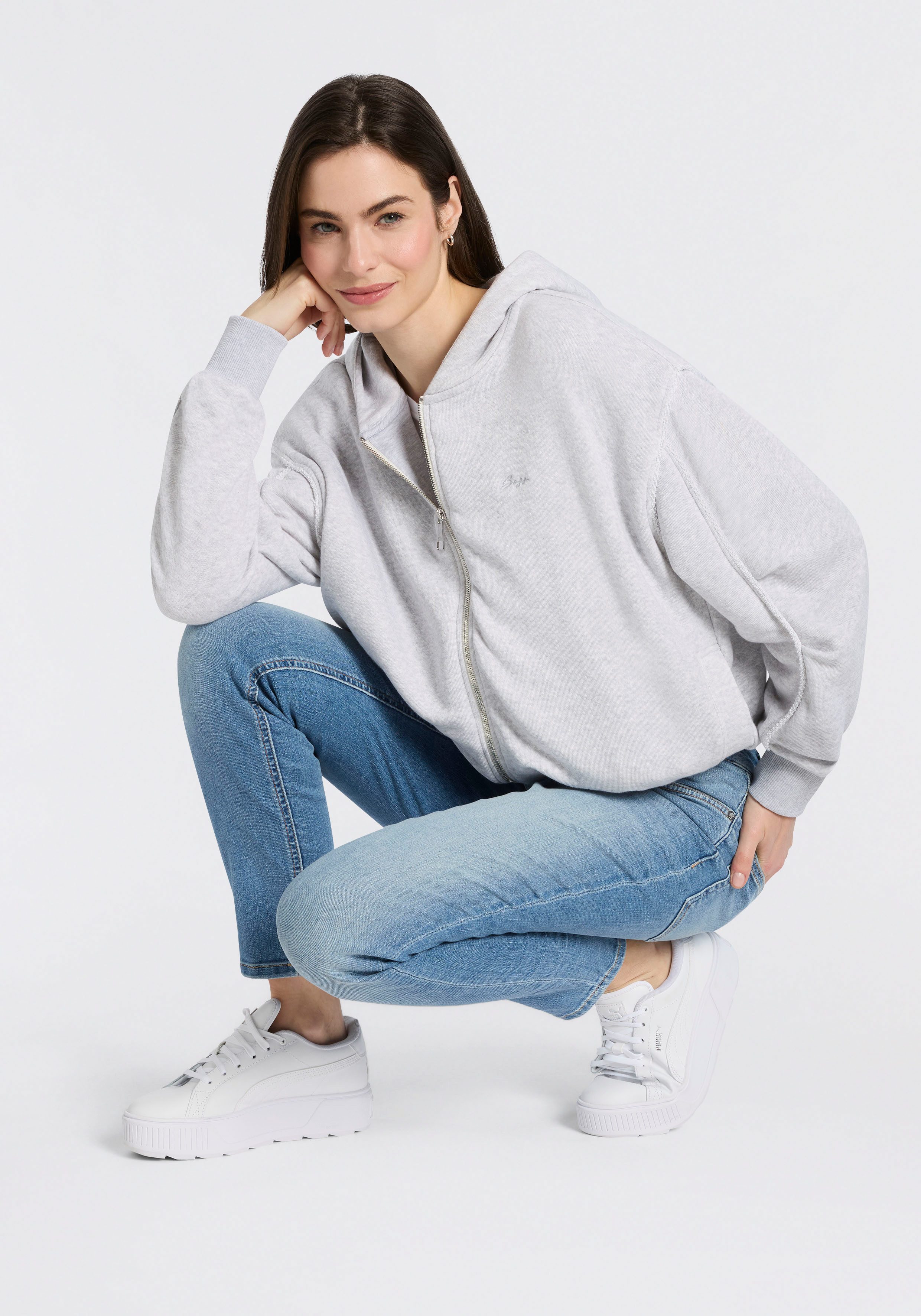 BOSS ORANGE Kapuzensweatjacke Elendy Premium Damenmode im Balloon Fit