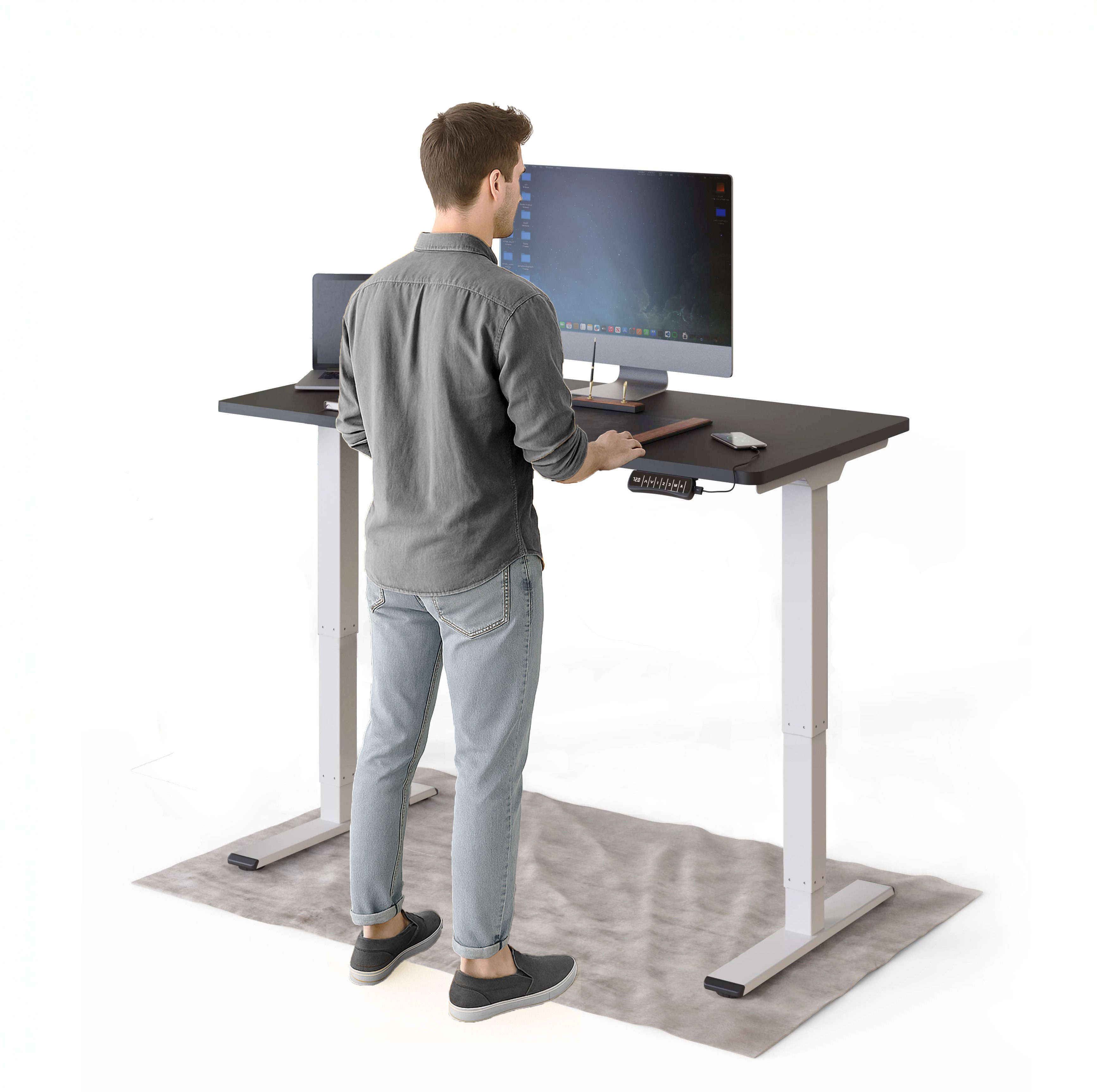 DESKSPACE Schreibtisch Pro Plus Höhenverstellbarer Elektrischer Schreibtisch (Komplettset mit Tischgestell und Tischplatte), mit Memory Funktion und Kollisionsschutz