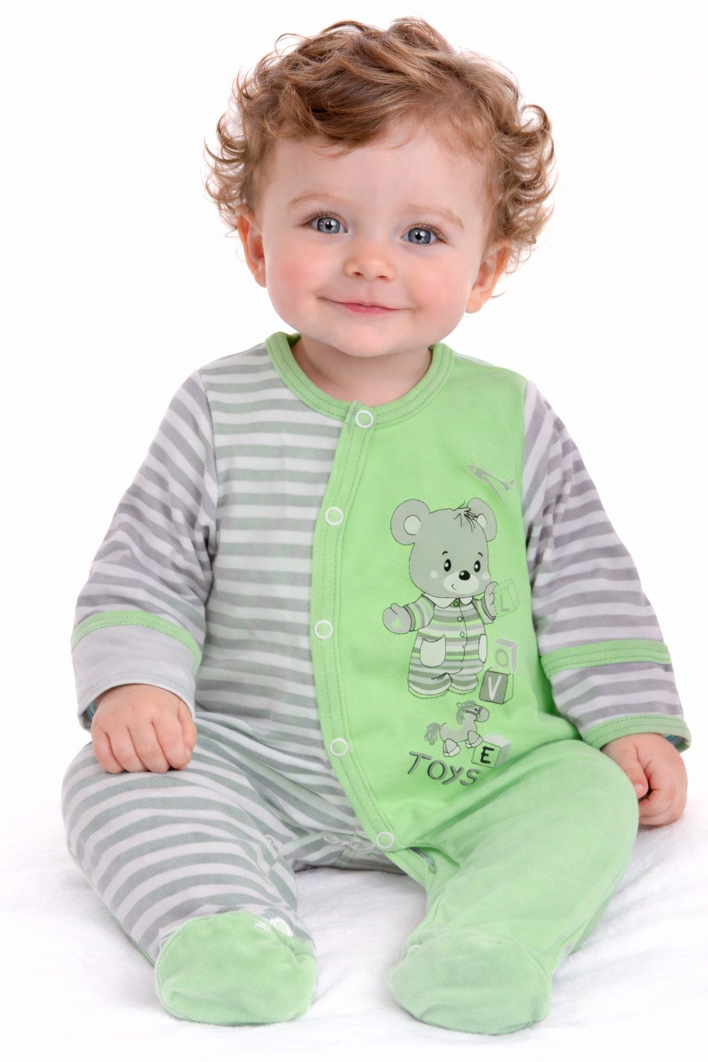 Overall Strampler Baby Overall gestreift Schlafanzug in Grün