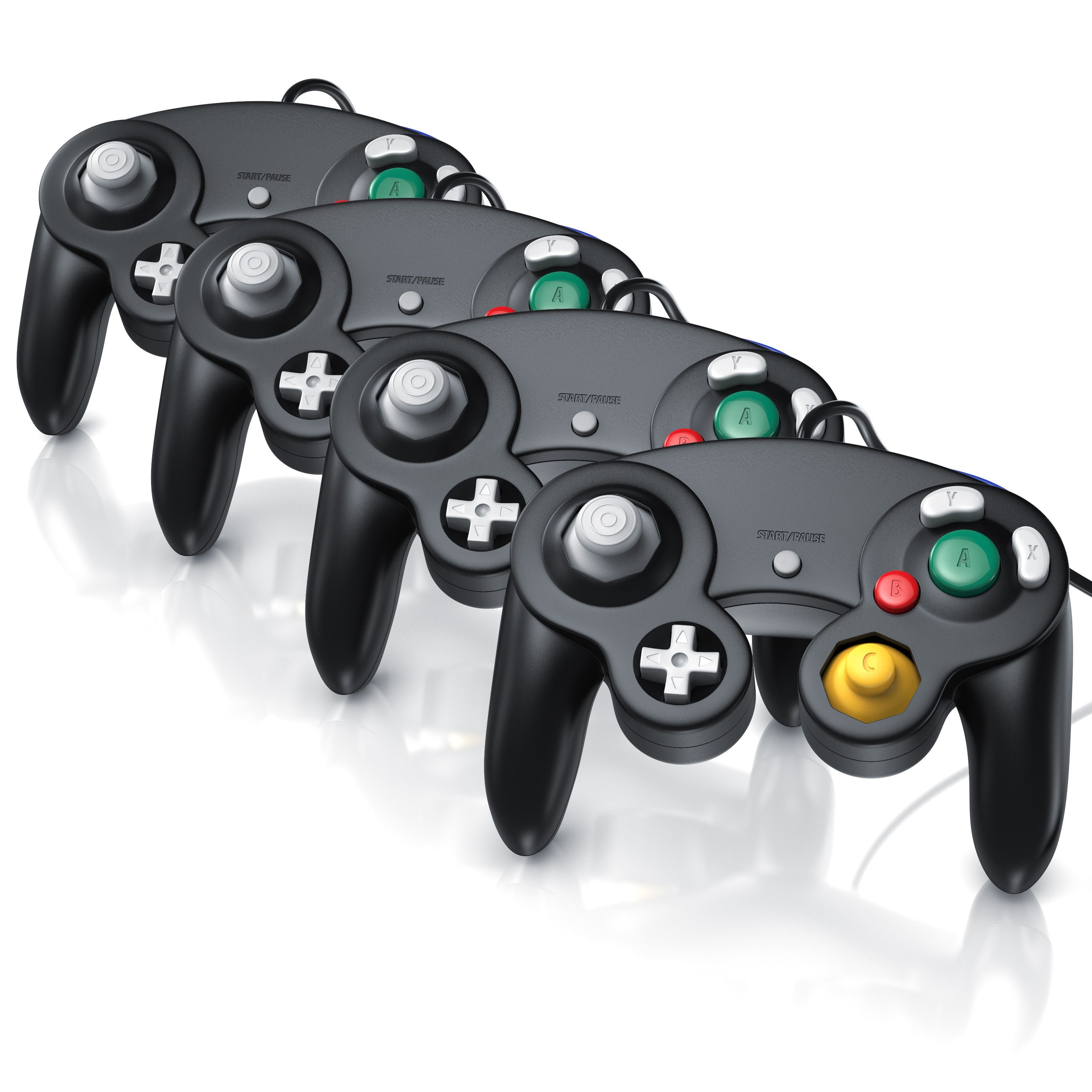CSL Nintendo-Controller (4 St., Gamepad für Nintendo GameCube / Wii Vibrationseffekte / ergonomisch)