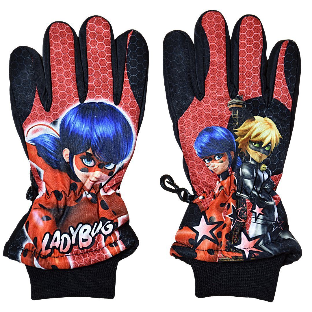 Miraculous - Ladybug Skihandschuhe gefütterte Fingerhandschuhe mit Antirutsch Riffelpunkten
