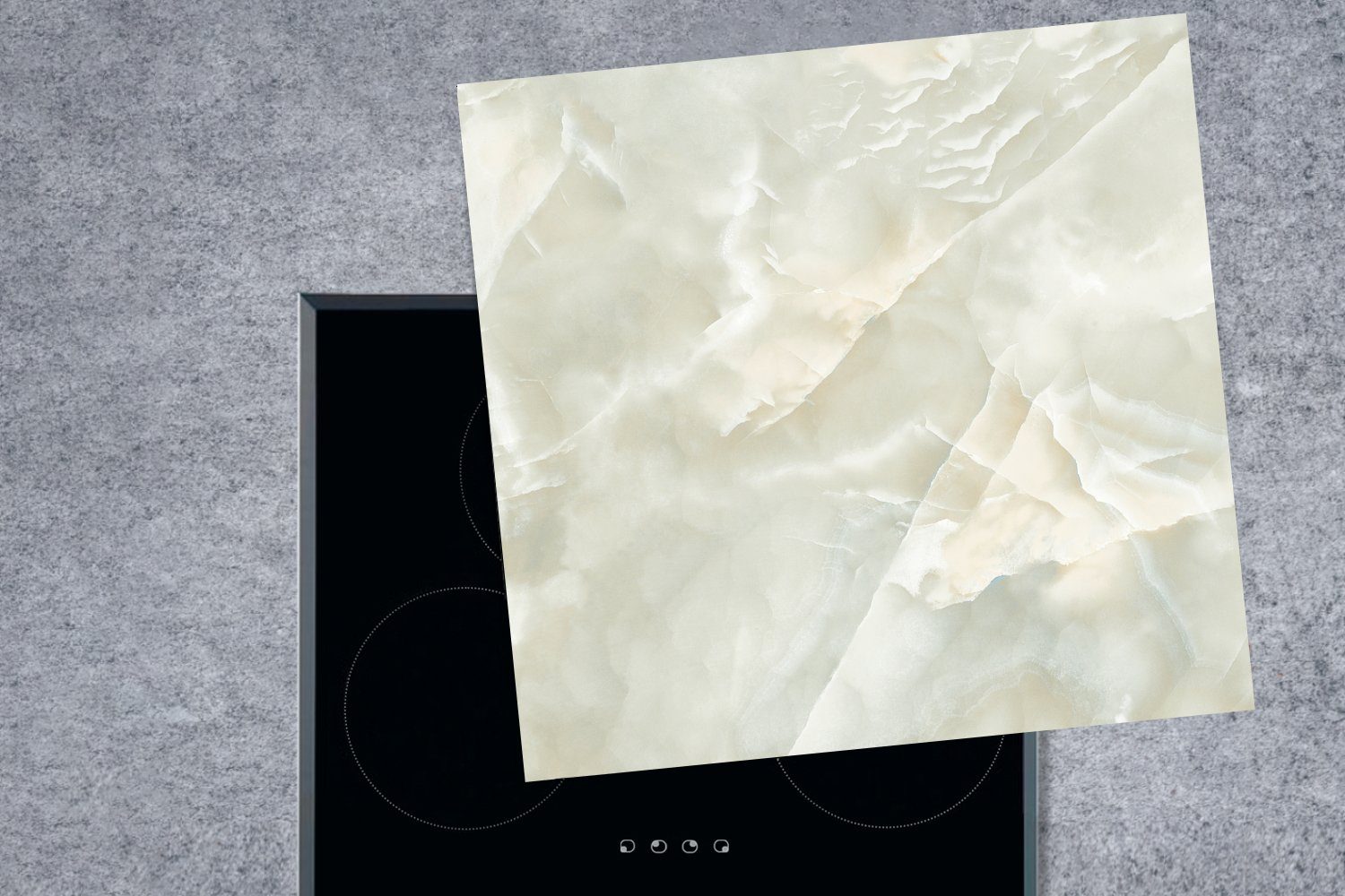küche Marmor (1 Chic, tlg), Weiß 78x78 Arbeitsplatte Herdblende-/Abdeckplatte für - Vinyl, cm, - Ceranfeldabdeckung, MuchoWow