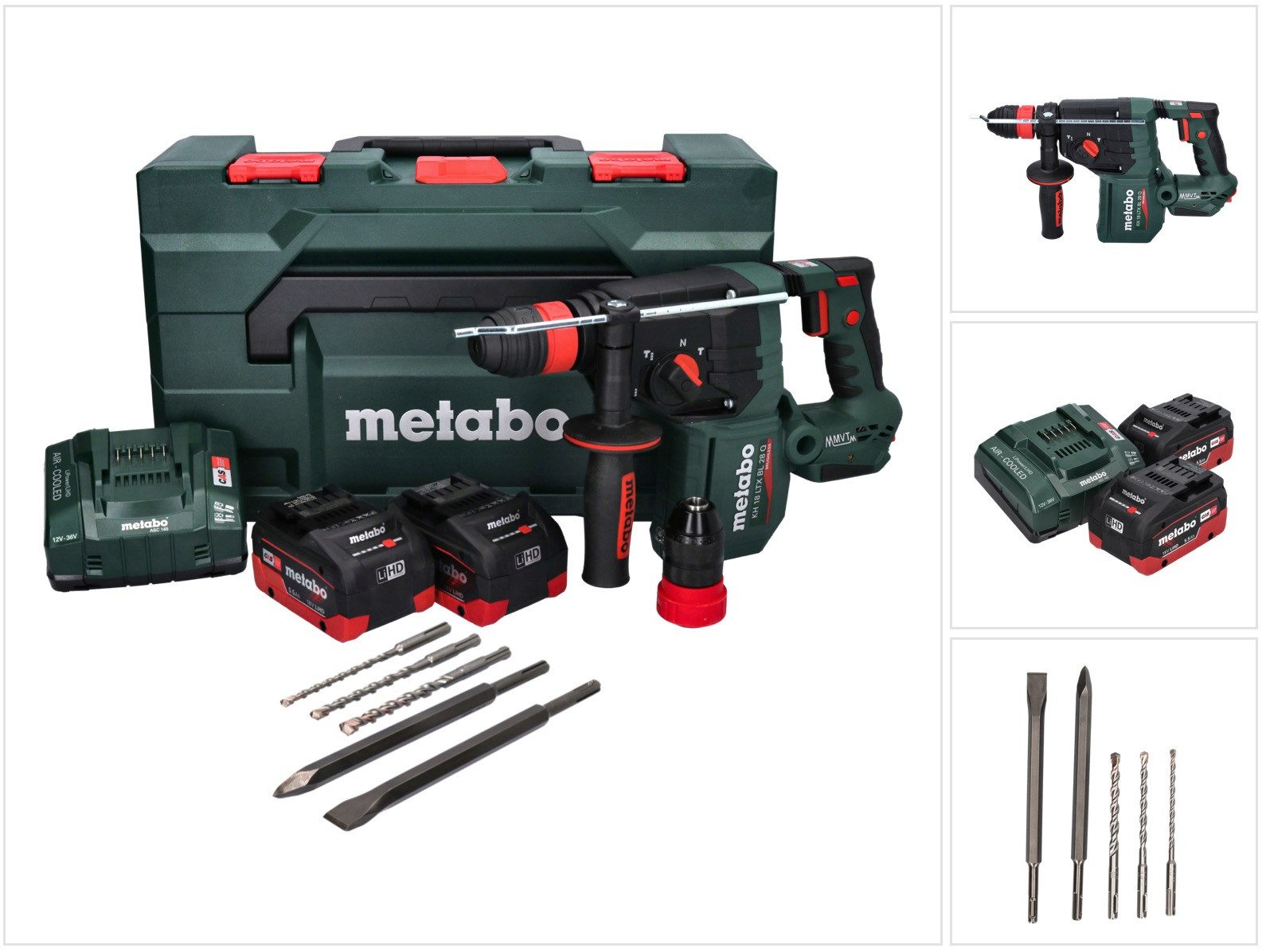 metabo Akku-Bohrhammer KH 18 LTX BL 28 Q Akku Bohrhammer 18 V 3 J SDS plus Brushless + 2x Ak