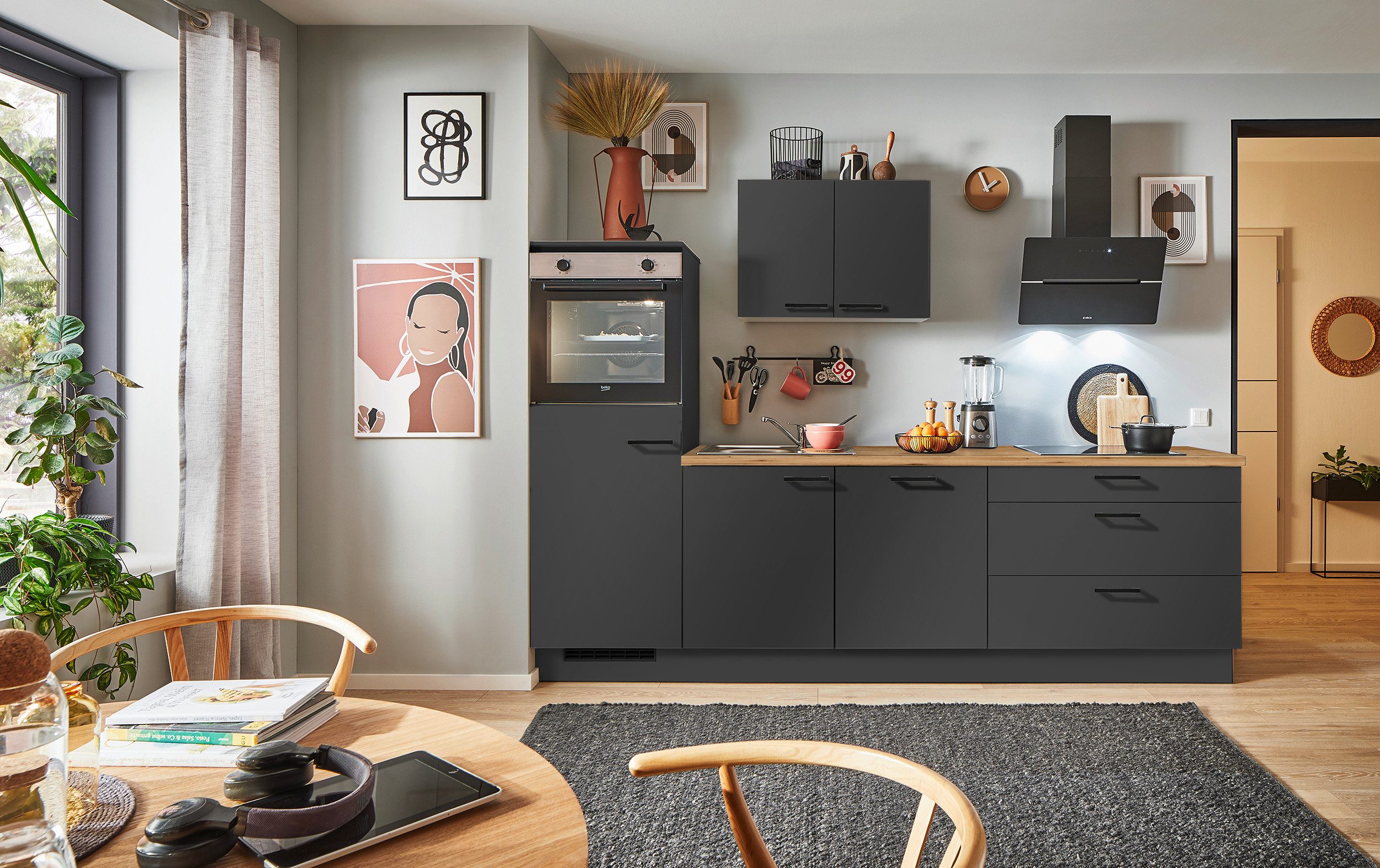 pino Küchenzeile Helsinki, individuell anpassbar, gratis Küchenplanung mit Profis, (Breite 260cm), vormontiert, wahlw. mit E-Geräten, Preis inkl. Lieferung & Montage