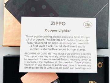 Zippo Feuerzeug Zippo Copper massiv Kupfer mit Black-plated Steel Insert - 60006352