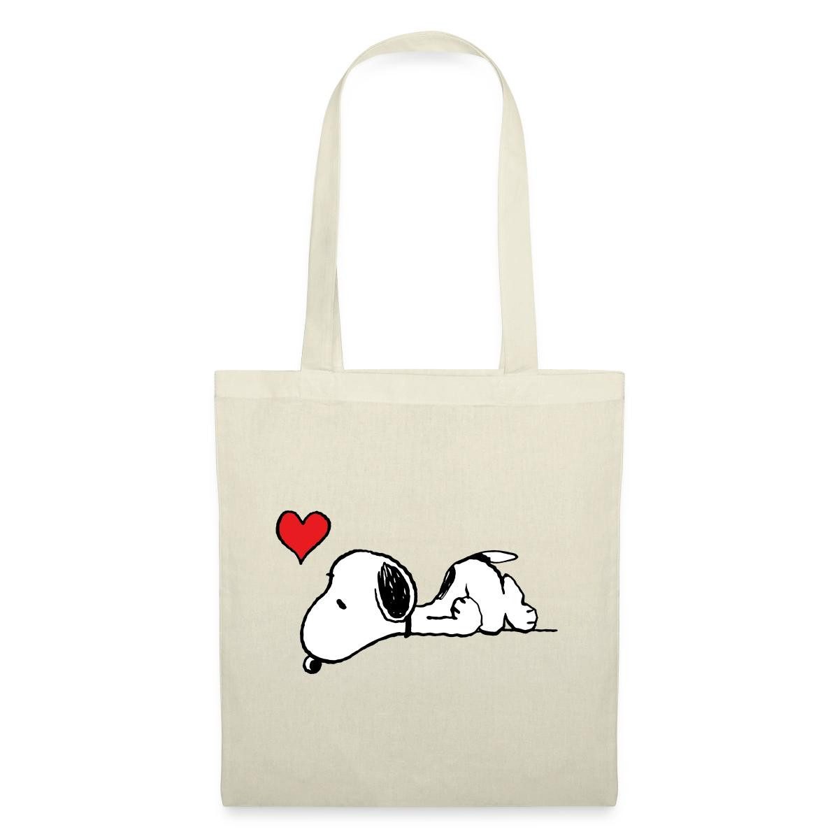 Spreadshirt Henkeltasche Peanuts Snoopy Liebe Herz Love Stoffbeutel (1-tlg), Fassungsvermögen: 10 Liter