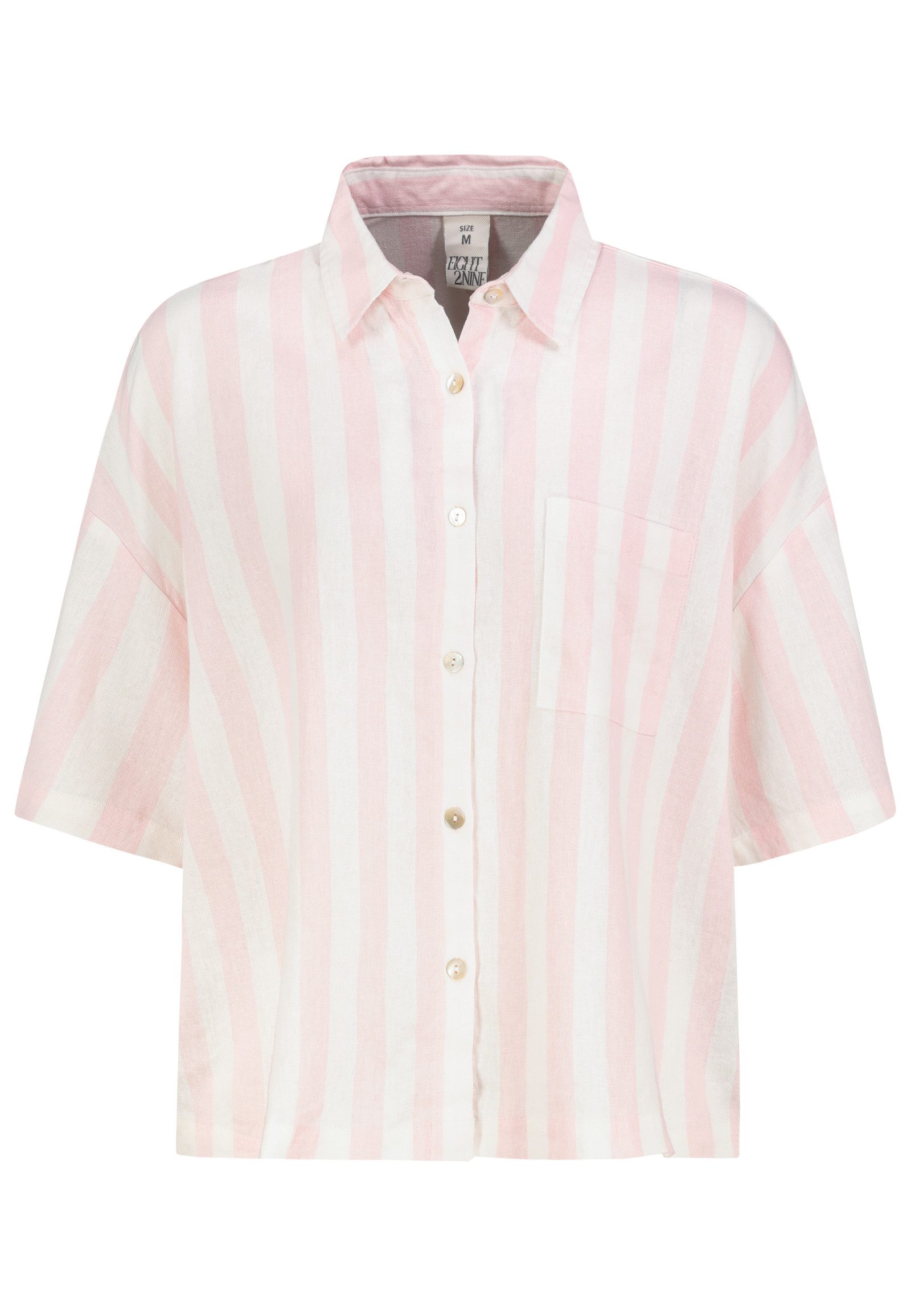 Eight2Nine Blusenshirt Leichtes Strukturdesign Kentkragen Knopfleiste Langarm (1-tlg) D62795AG11169_Blouse