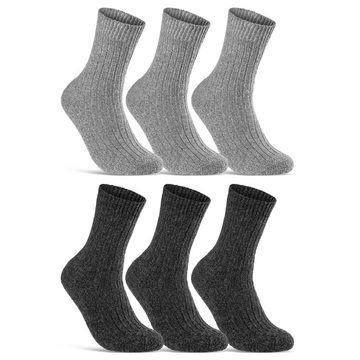 sockenkauf24 Norwegersocken 6 Paar Damen & Herren Socken mit Wolle Wintersocken (Grau/Anthrazit, 39-42) Schwarz Grau Anthrazit - 20100