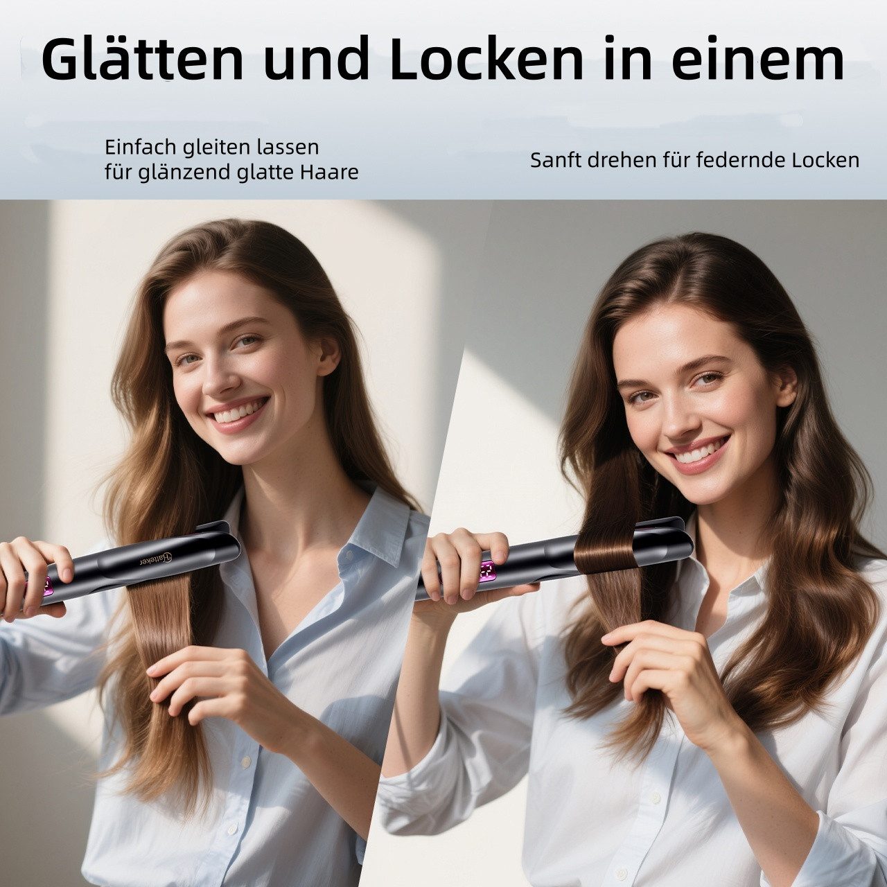 HATTEKER Glätteisen HT-136 Professional 2-in-1 Lockenstab & Haarglätter, 11 Temperaturstufen, Automatische Abschaltung – Bild 5 von 5