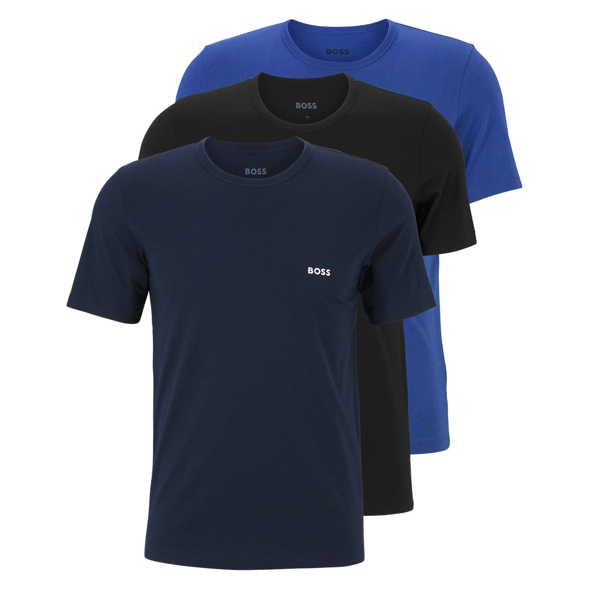 T-Shirt Herren 3er Classic (Open RN BOSS T-Shirt, 3P Blue) - Blau Pack