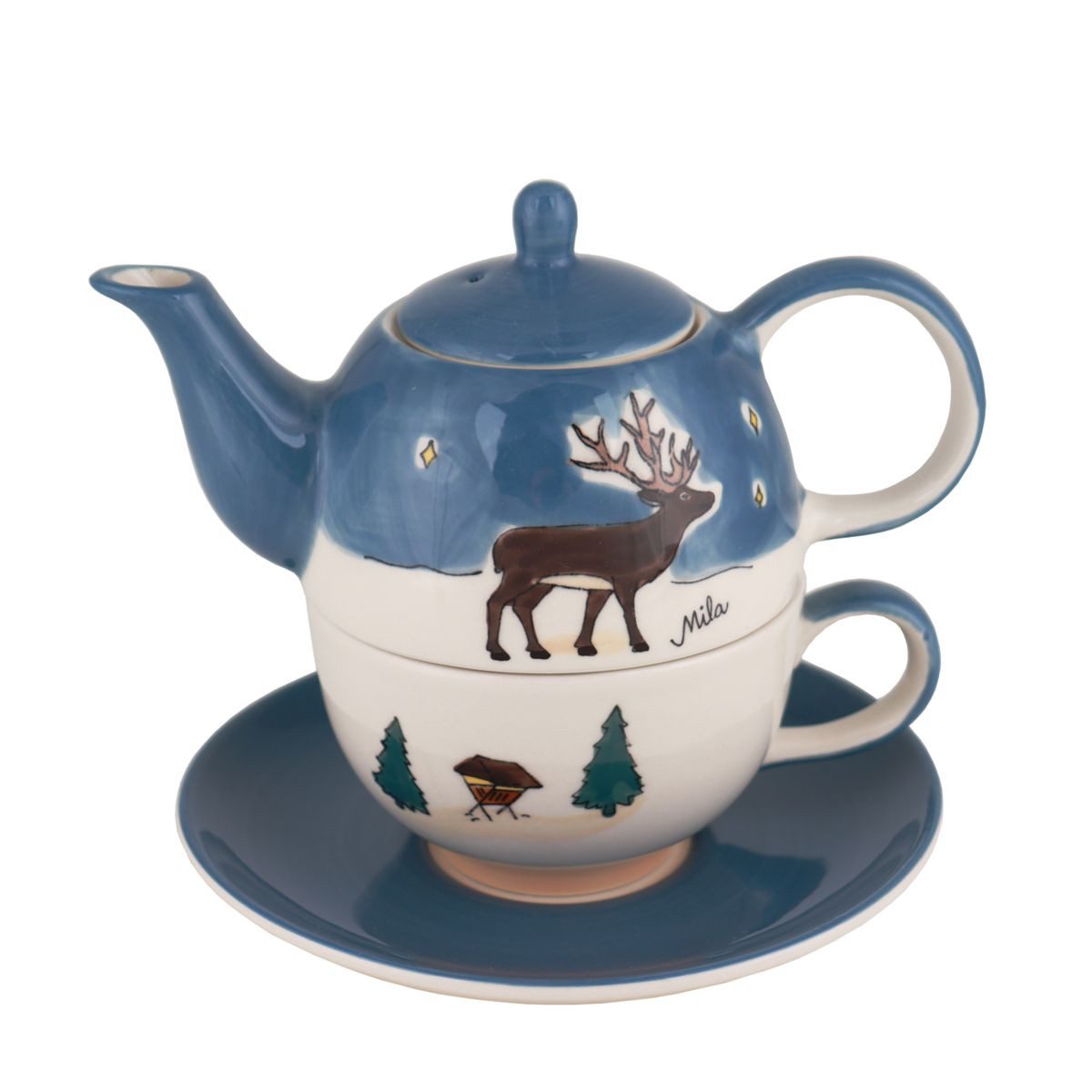 Mila Teekanne Mila Keramik Tee-Set Tea for One Rotwild, 0.4 l, (Set, Tee-Set)