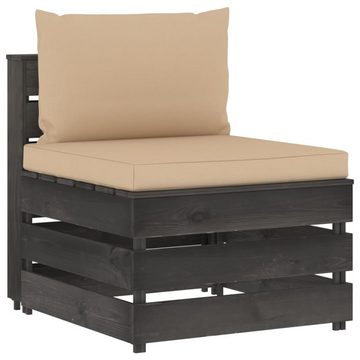 vidaXL Gartenlounge-Set 3-Sitzer Outdoor-Sofa mit Kissen Grau Imprägniertes Kiefernholz