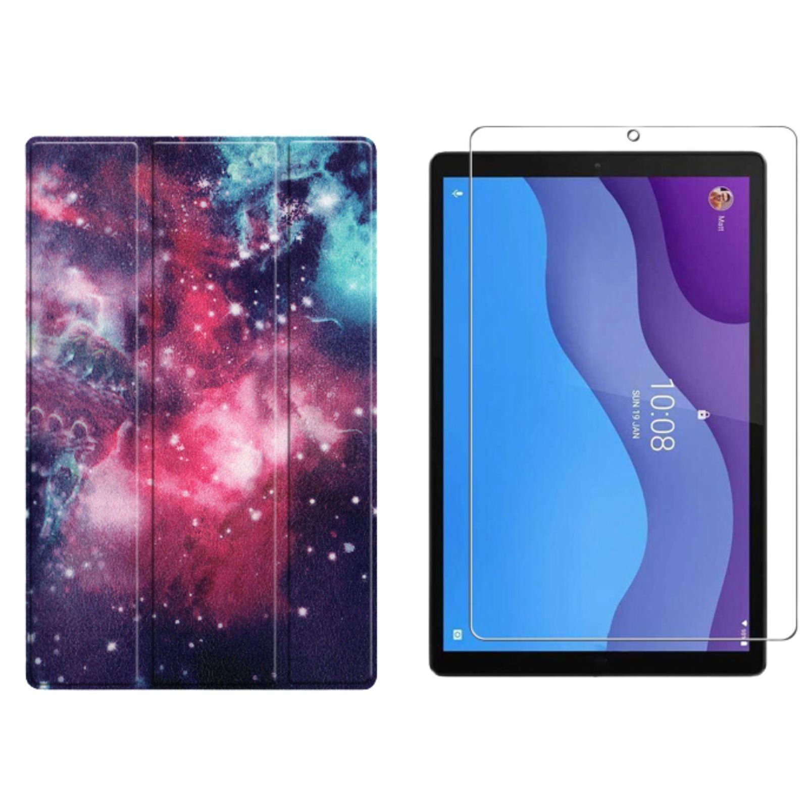 Lobwerk Tablet-Hülle 2in1 Set (Hülle + Glas) für Lenovo Tab M10 2nd 2020 TB-X306F TB-306X 1, Wake & Sleep Funktion, Sturzdämpfung, Aufstellfunktion