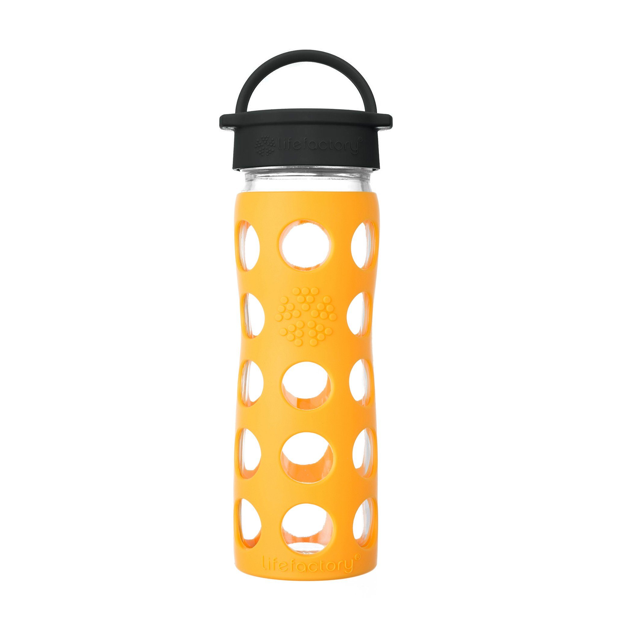 Lifefactory Babyflasche, Lifefactory Glas Flasche mit Silikonhülle und Schraubverschluss, 475ml marigold