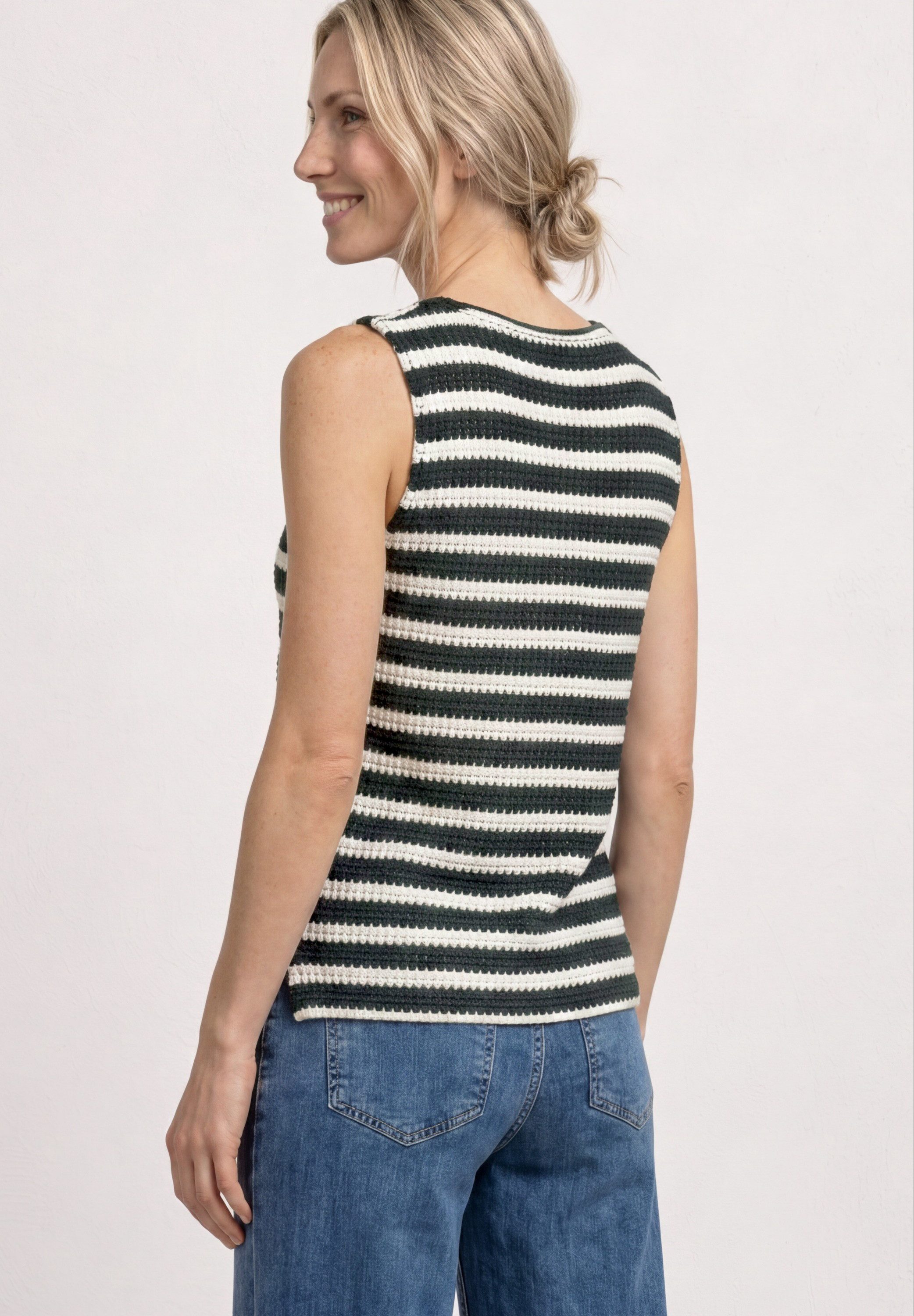 STREET ONE Stricktop Sommertop in Strick-Optik- gestreift