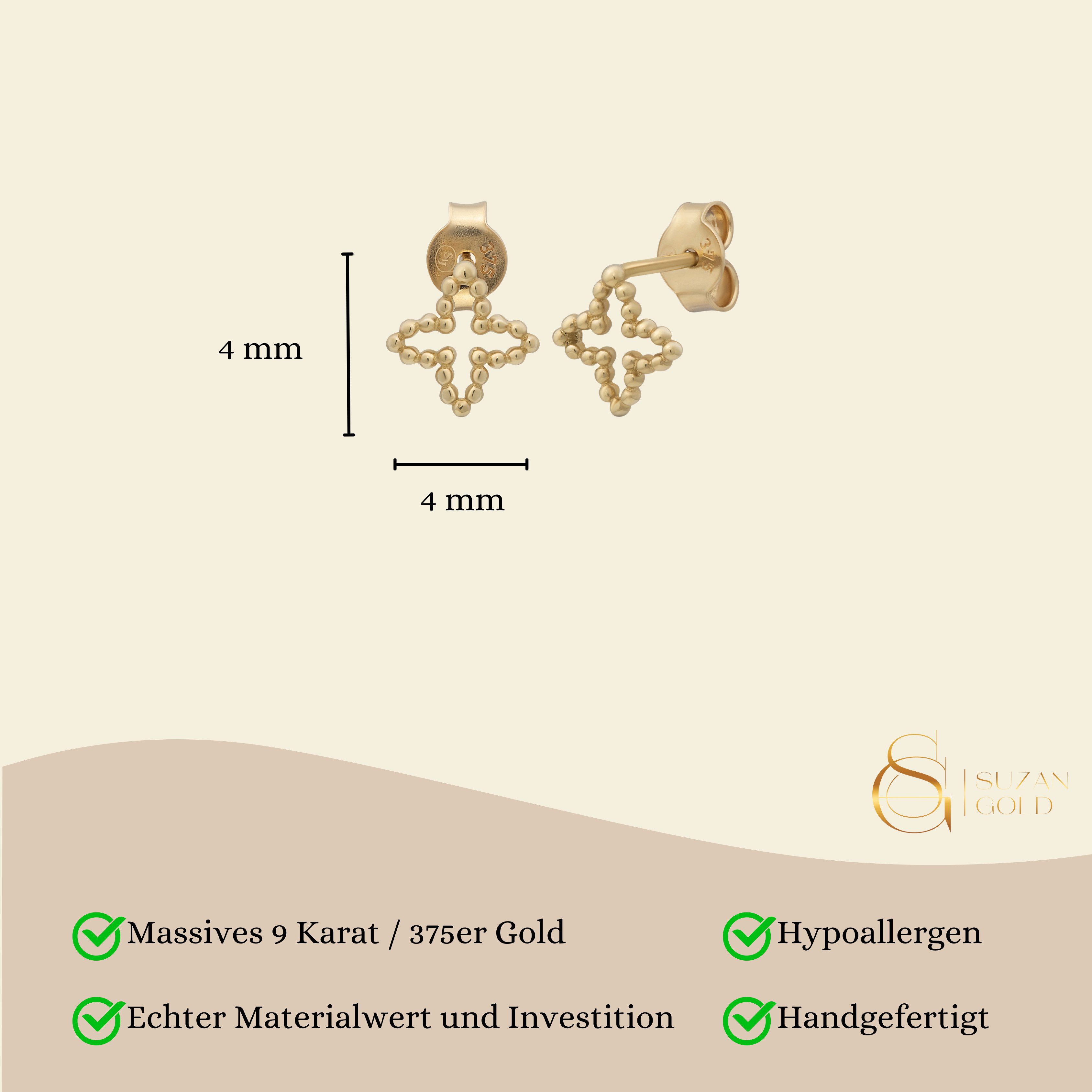 Suzan Gold Paar Ohrstecker Ohrringe Damen Echtgold Flora Stecker 375 Gelbgo günstig online kaufen