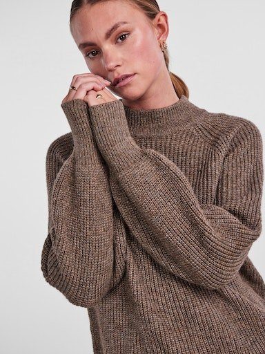 pieces Strickpullover PCNATALEE LS NOOS BC Fossil O-NECK KNIT