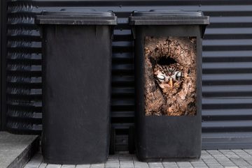 MuchoWow Wandsticker Eule - Schlaf - Baum (1 St), Mülleimer-aufkleber, Mülltonne, Sticker, Container, Abfalbehälter