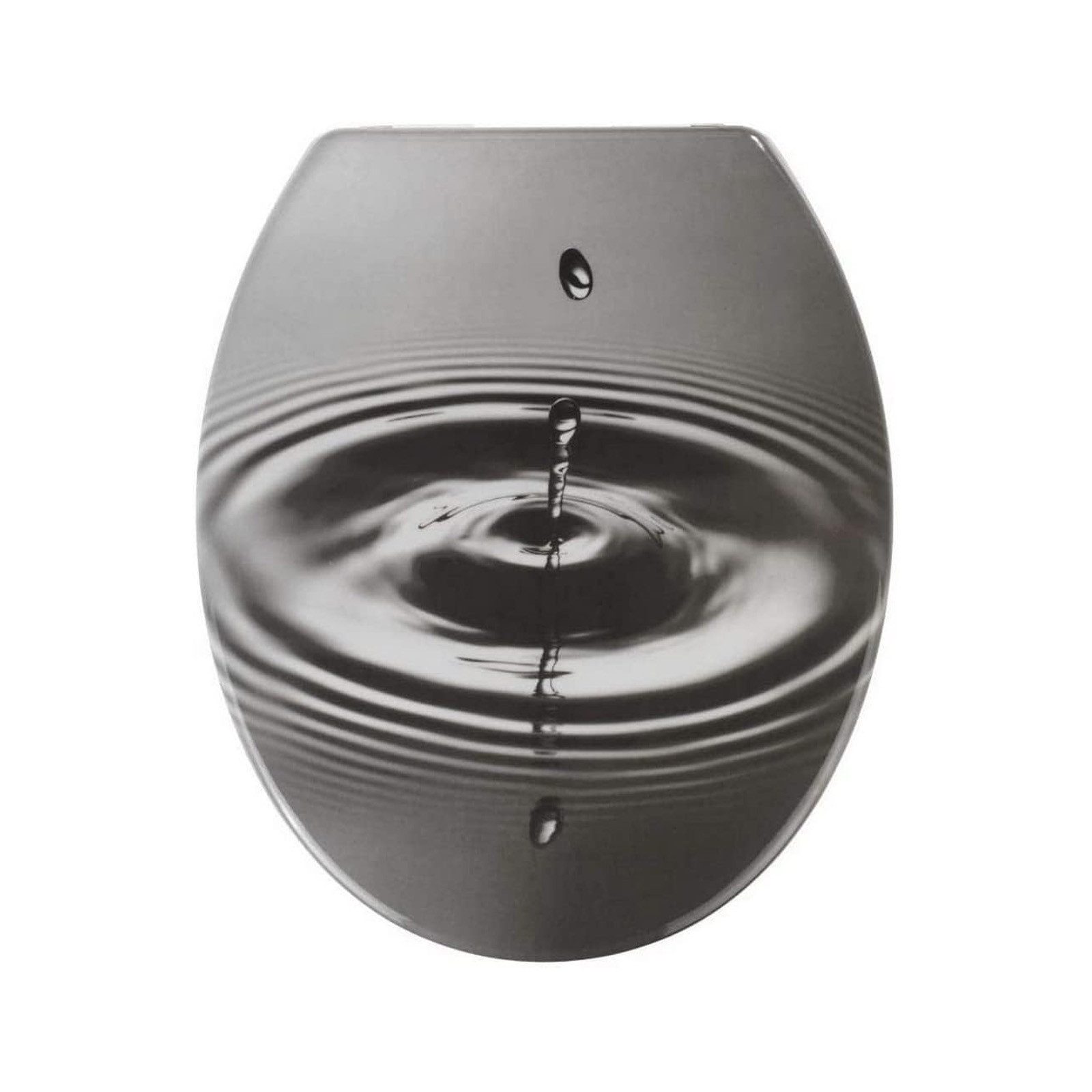 WENKO WC-Sitz WC-Sitz Duroplast WC Toiletten Sitz Waterdrop Toilettensitz Grau (1-St), mit Absenkautomatik, Fix-Clip Befestigung