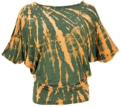 Guru-Shop T-Shirt Batikshirt mit Fledermausärmeln, lockeres.. Ethno Style, Hippie, alternative Bekleidung, Festival