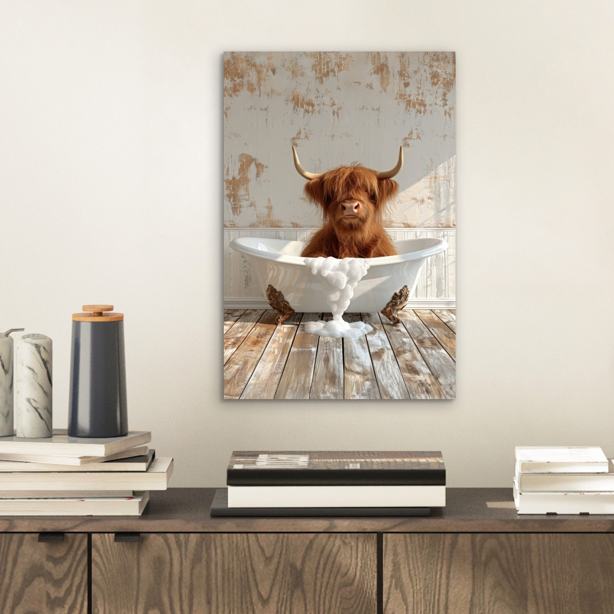 MuchoWow Metallbild Schottischer Highlander - Badewanne günstig online kaufen