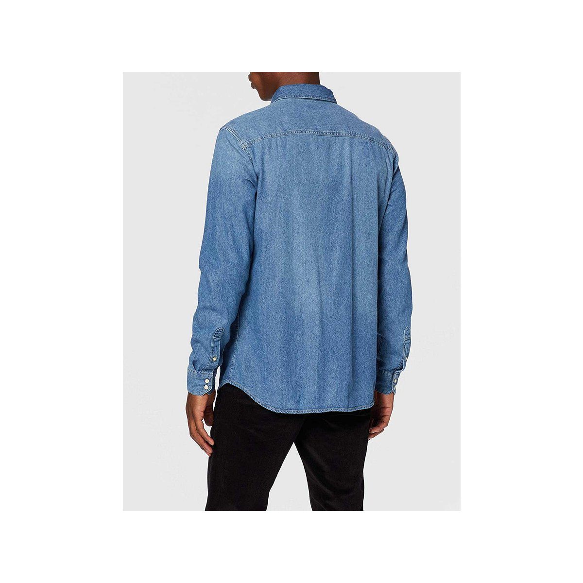 Jones (1-tlg., normal Blue Kurzarmhemd & Angabe) blau keine Medium Jack Denim