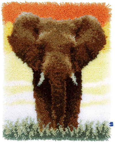 Kreativset PN-0150518 Knüpfteppich Elefant in der Savanne