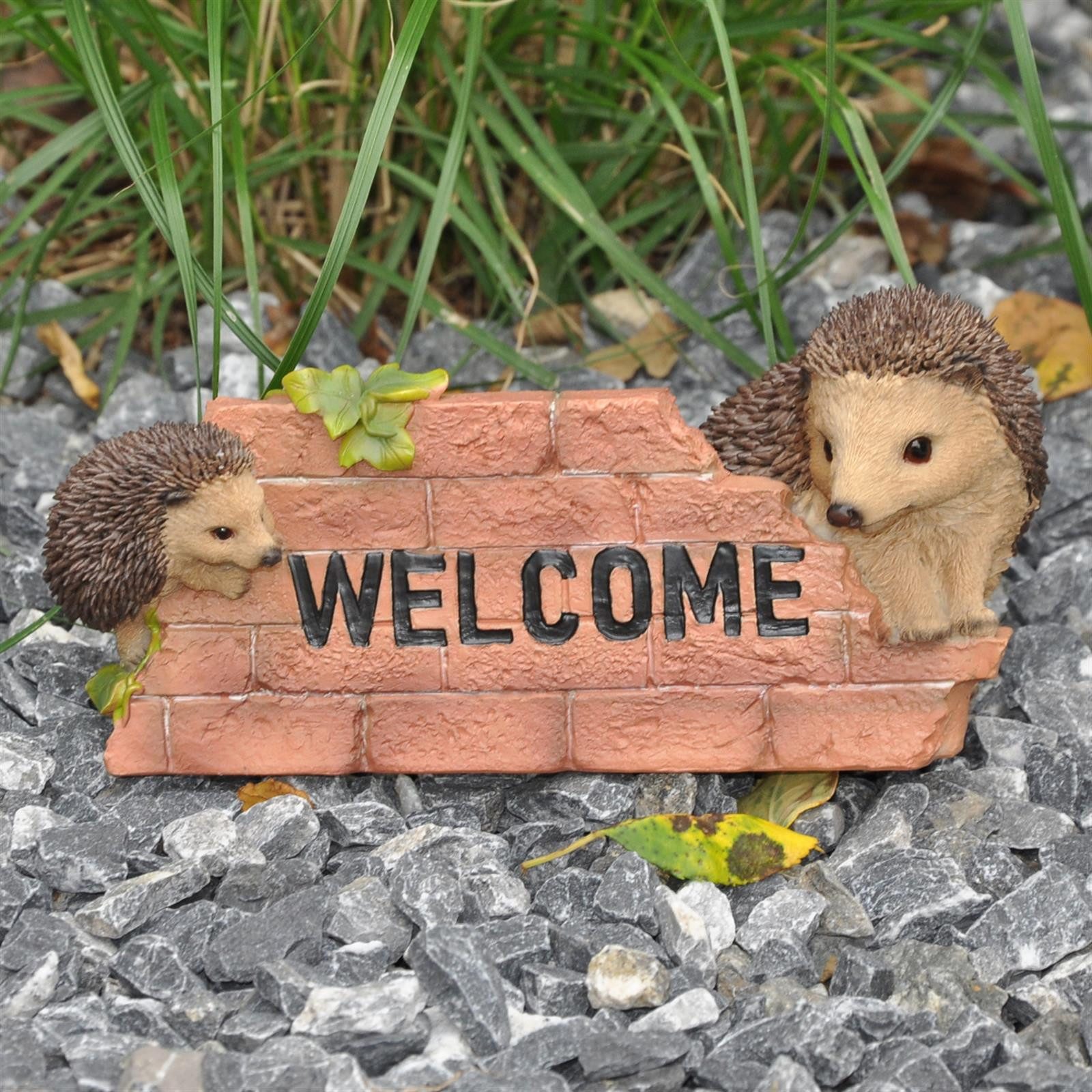 Gartenfigur Gartenfigur Dekofigur Igel Willkommen