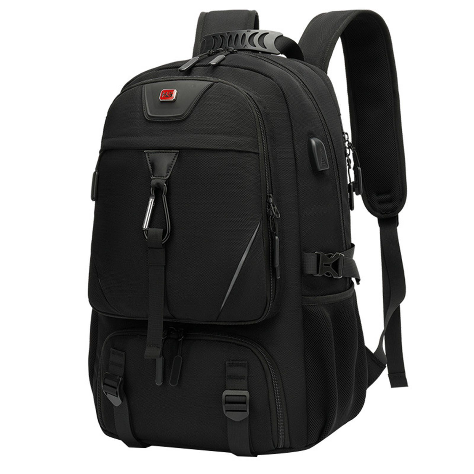 AURIVION Notebook-Rucksack Rucksack Laptoprucksack Rucksack Schulrucksack Wasserbeständig mit USB (Set, 1-tlg., insgesamt 9 Taschen, ermüdungsfreies Tragen), 60 Liter, 2 reflektierende Streifen), mit separates Schuhfach