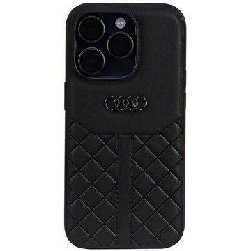 Audi Handyhülle Case iPhone 14 Pro Serie Q8 schwarz Echtleder Logo 6,1 Zoll, Kantenschutz