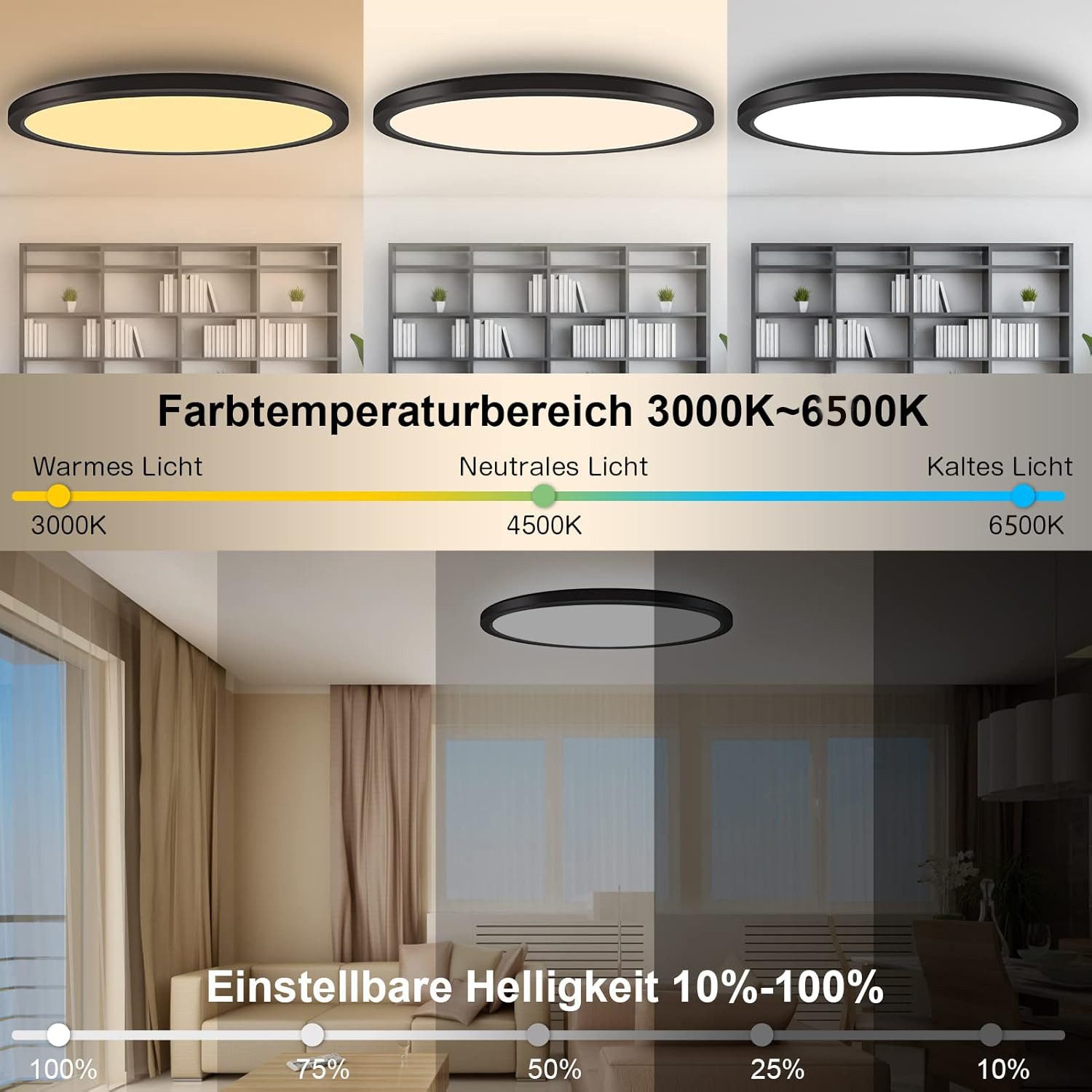 BRAIDOL Deckenleuchten LED Deckenlampe Flach Rund Ø29 cm Deckenleuchte Dimm günstig online kaufen
