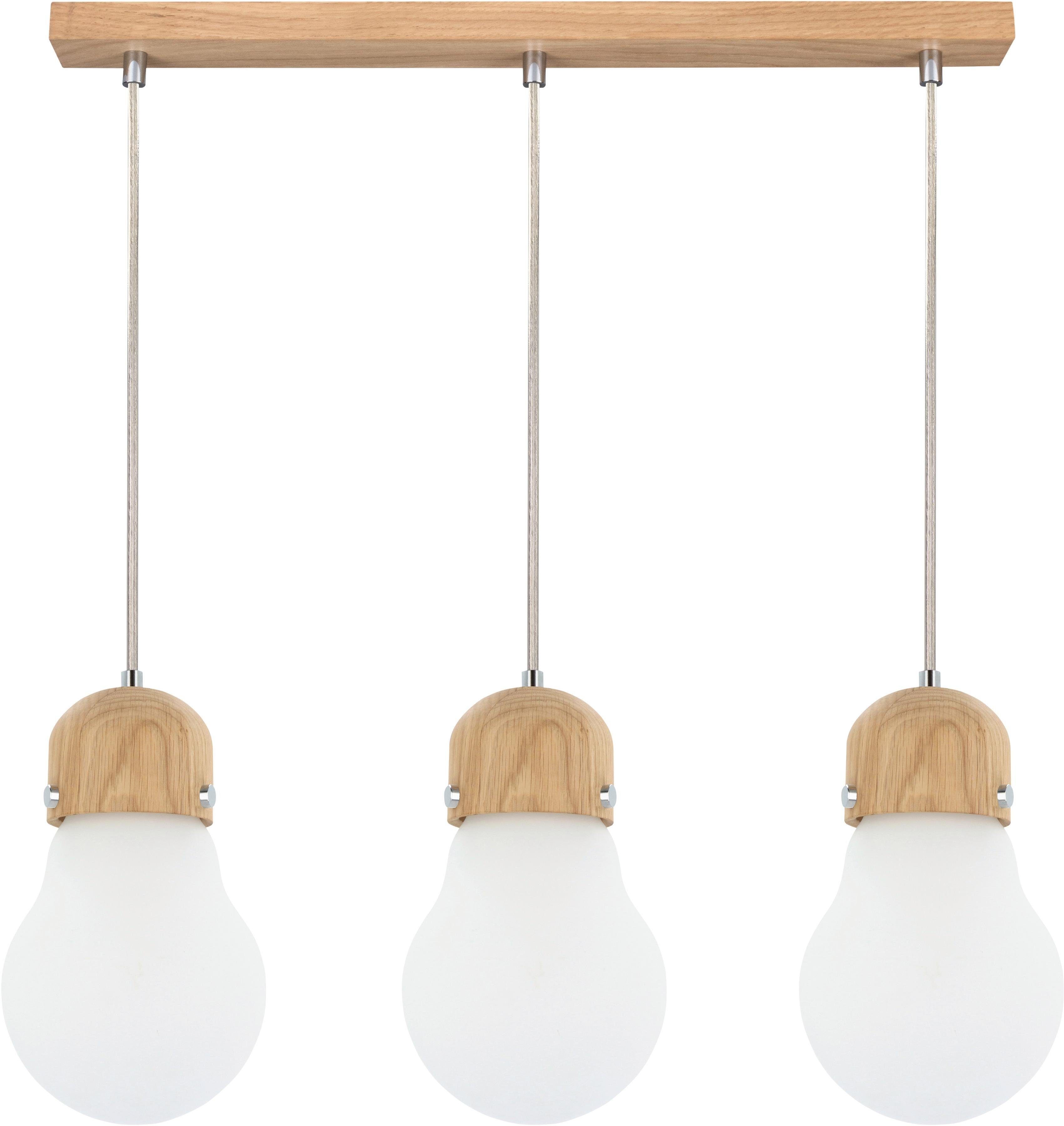 Eichenholz, aus Pendelleuchte Hängeleuchte, aus kürzbar Leuchtmittel, LIGHTING Glas, ohne WOOD, Schirme Naturprodukt BULB BRITOP