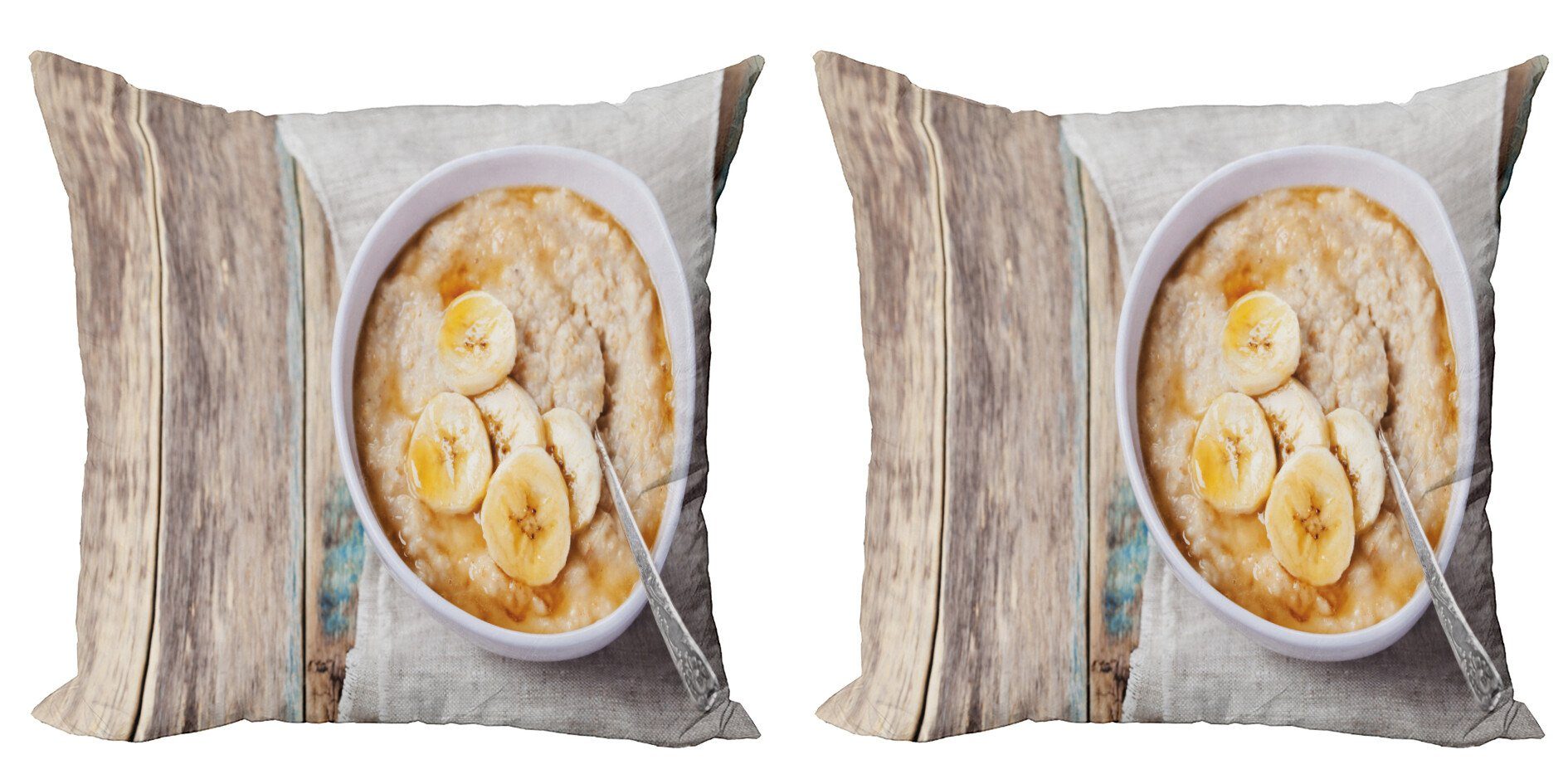 Kissenbezüge Modern Accent Doppelseitiger Digitaldruck, Abakuhaus (2 Stück), Haferflocken Schüssel Banana Porridge