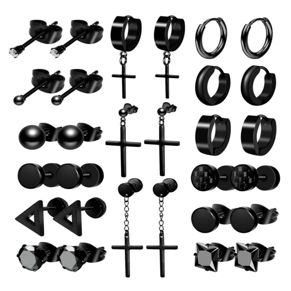HoyoLee Ohrring-Set 15-teiliges Creolen-Set,Edelstahl,Herren Damen,Baumeln Ohrpiercing (15-tlg)