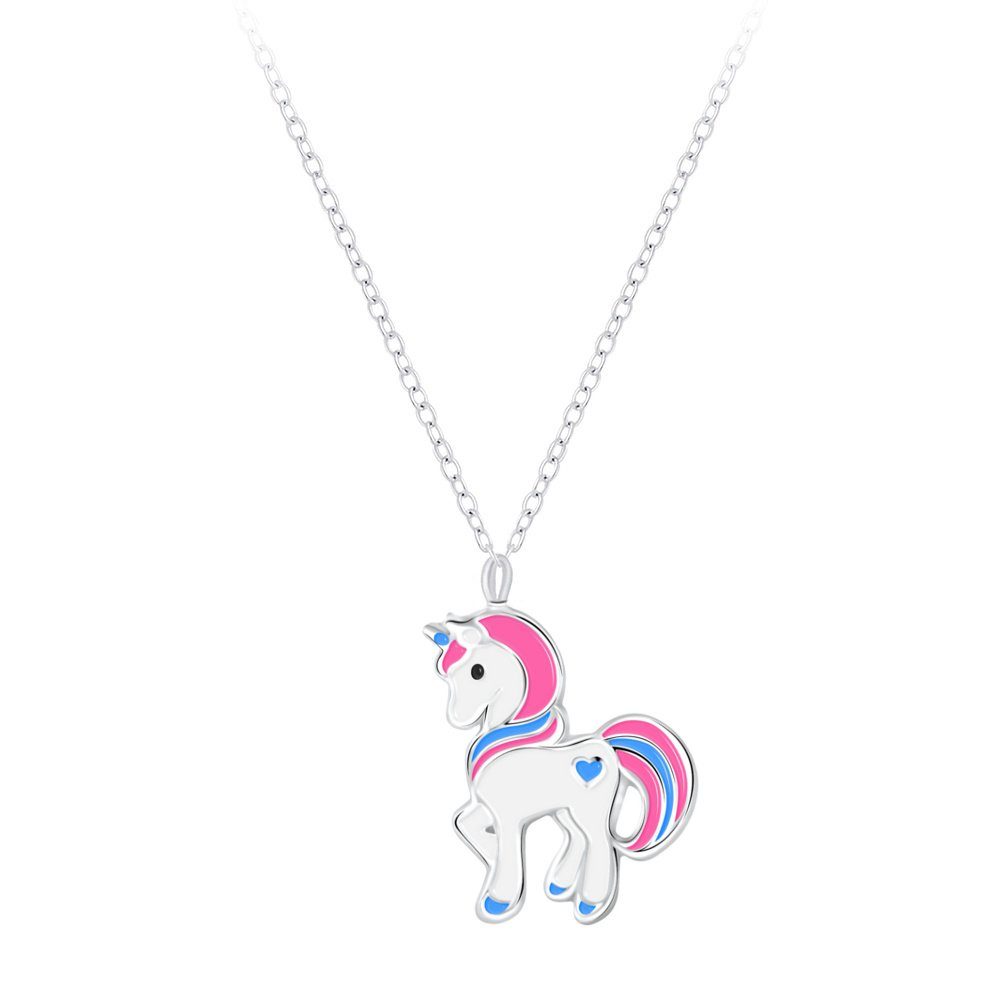 ALEXANDER YORK Kette mit Anhänger EINHORN HERZ pink, 2-tlg., 925 Sterling Silber