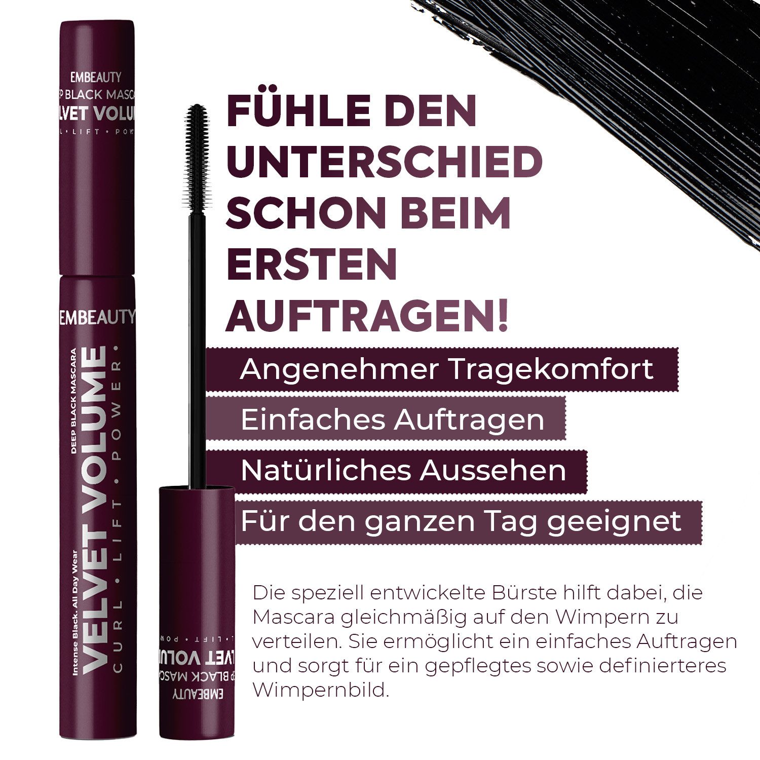 EMBEAUTY Mascara Ultra Black Mascara – Volumen & Länge mit intensiv schwarzer Farbe, Für voluminöse, optisch längere Wimpern – Bild 5 von 5