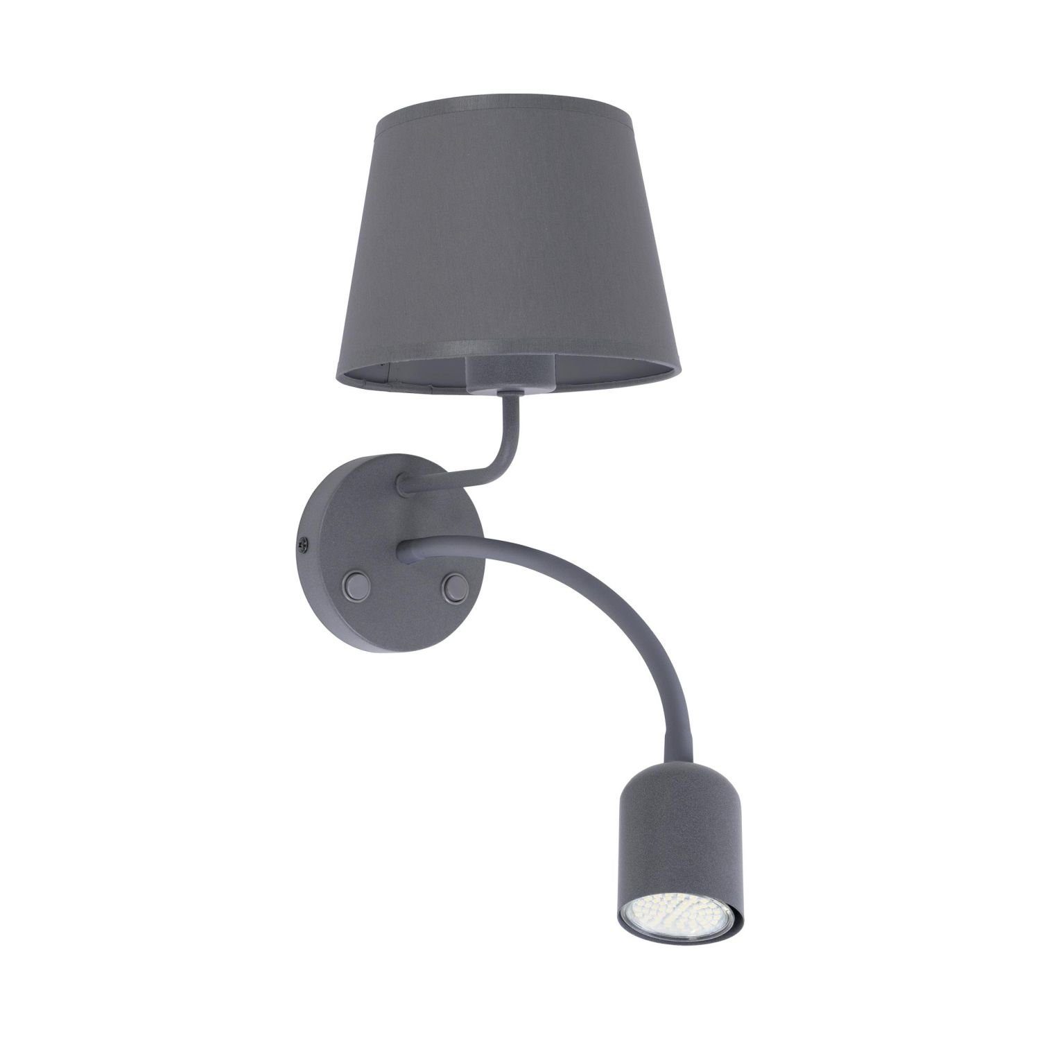 Licht-Erlebnisse Wandlampe Bett ohne Schalter Lampe mit Moderne Leseleuchte MAJA, Leuchtmittel, Grau Wandleuchte Flexarm