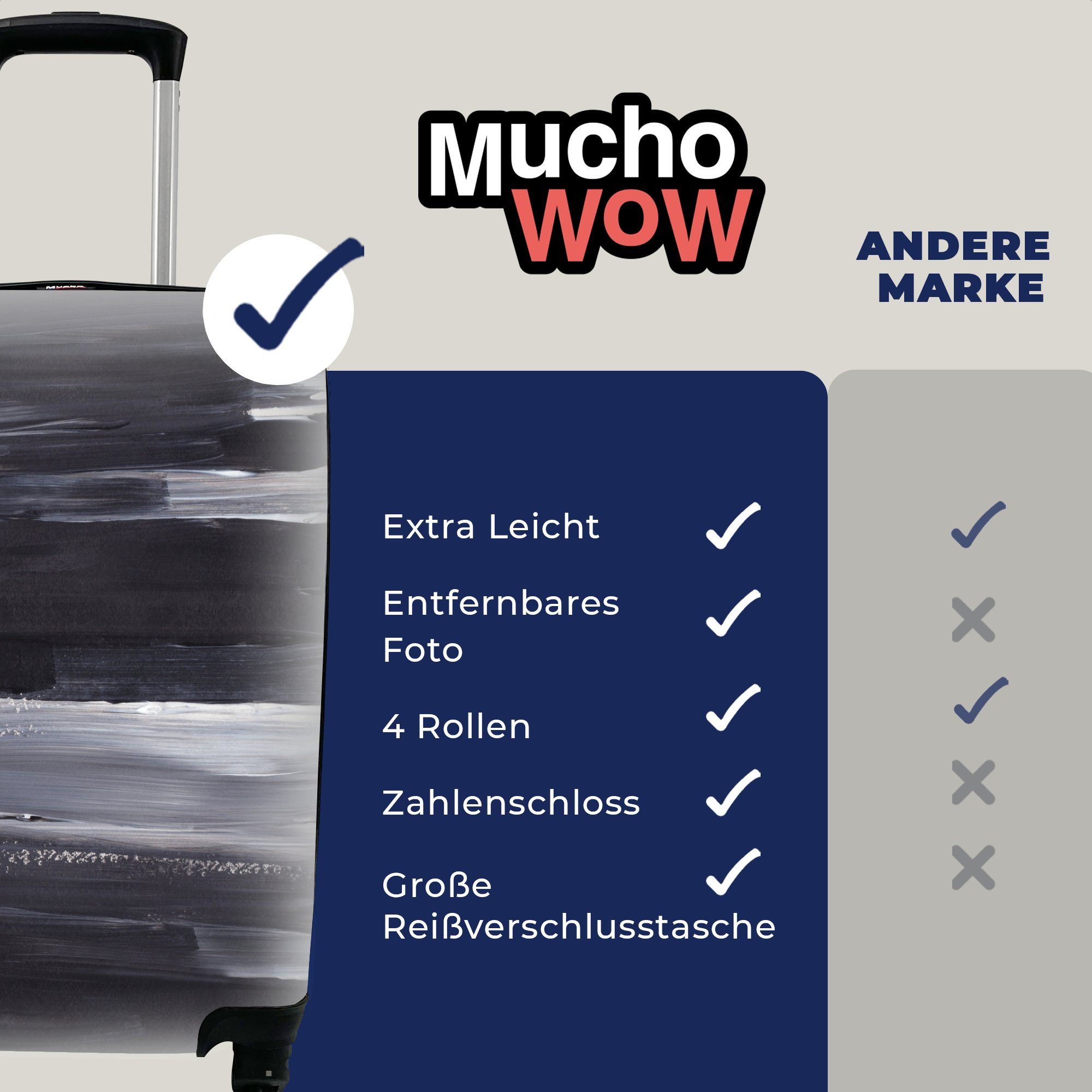 Farbe 4 Reisetasche Ferien, rollen, Schwarz, Rollen, Handgepäck Trolley, - - Handgepäckkoffer Reisekoffer für Abstrakt MuchoWow mit