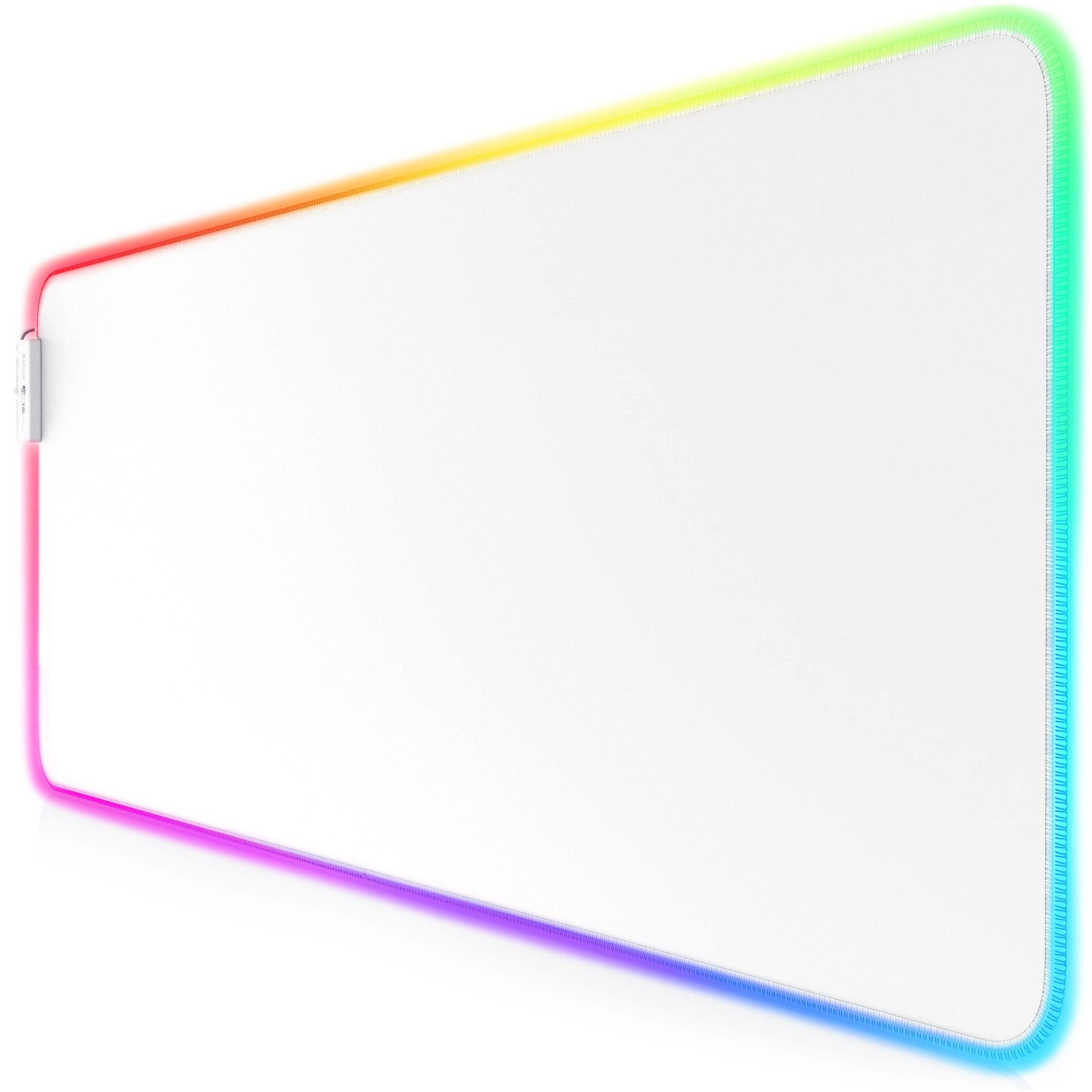 Titanwolf Gaming Mauspad RGB Mousepad 800 x 300 x 3 mm, LED Multi Color XL Tischunterlage (1-St), rutschfest, abwaschbar, Geschwindigkeit & Präzision, weiß, Gaming