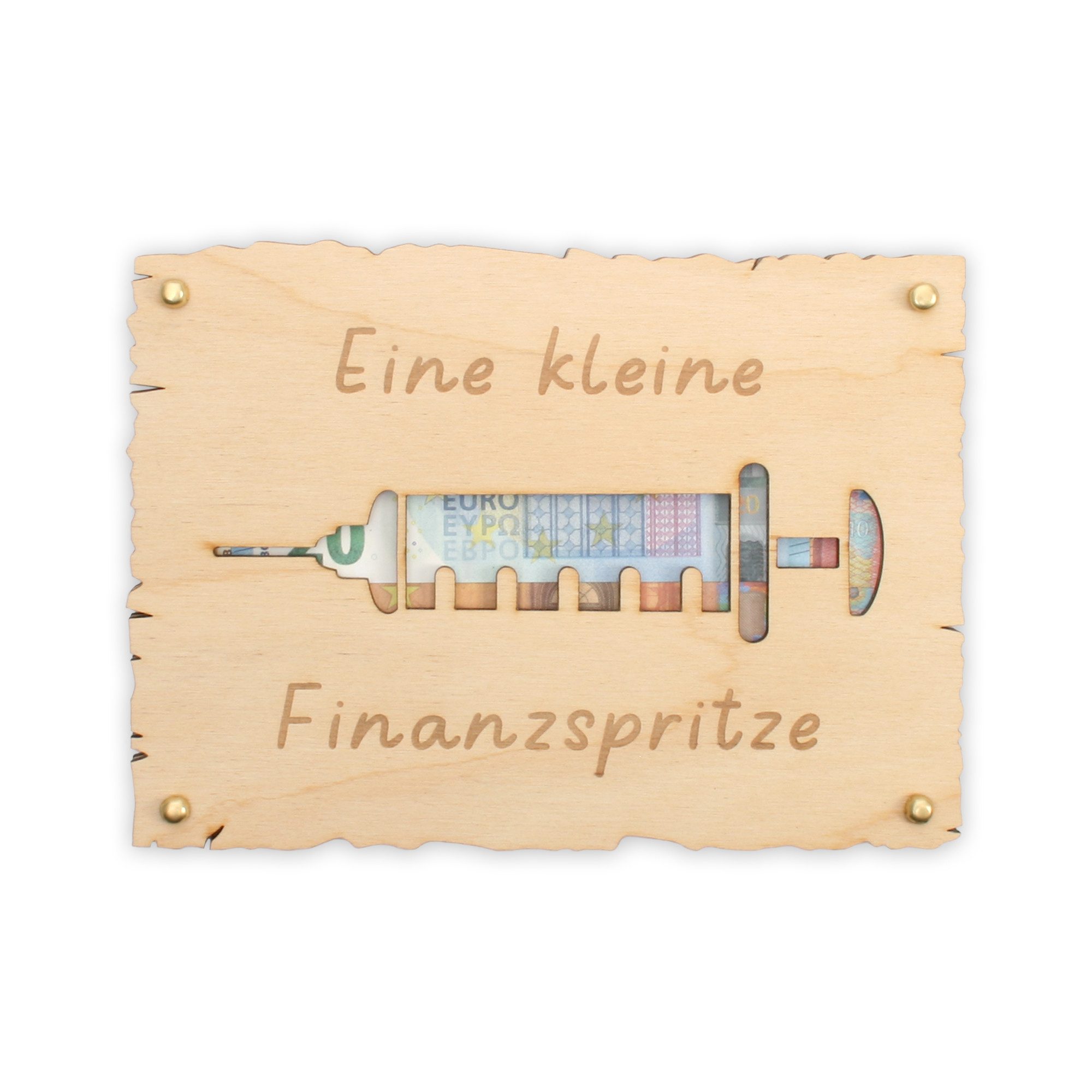 Kreative Feder Glückwunschkarte „Kleine Finanzspritze“ - Glückwunsch-Karte aus Holz für alle Anlässe, Geschenk-Karte für Geldgeschenke; Размер ca.: 14,6 x 19,7cm