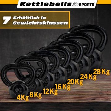 ScSPORTS® Kettlebell 4-28 kg Gusseisen Kugelhantel Kugelgewicht Schwunghantel
