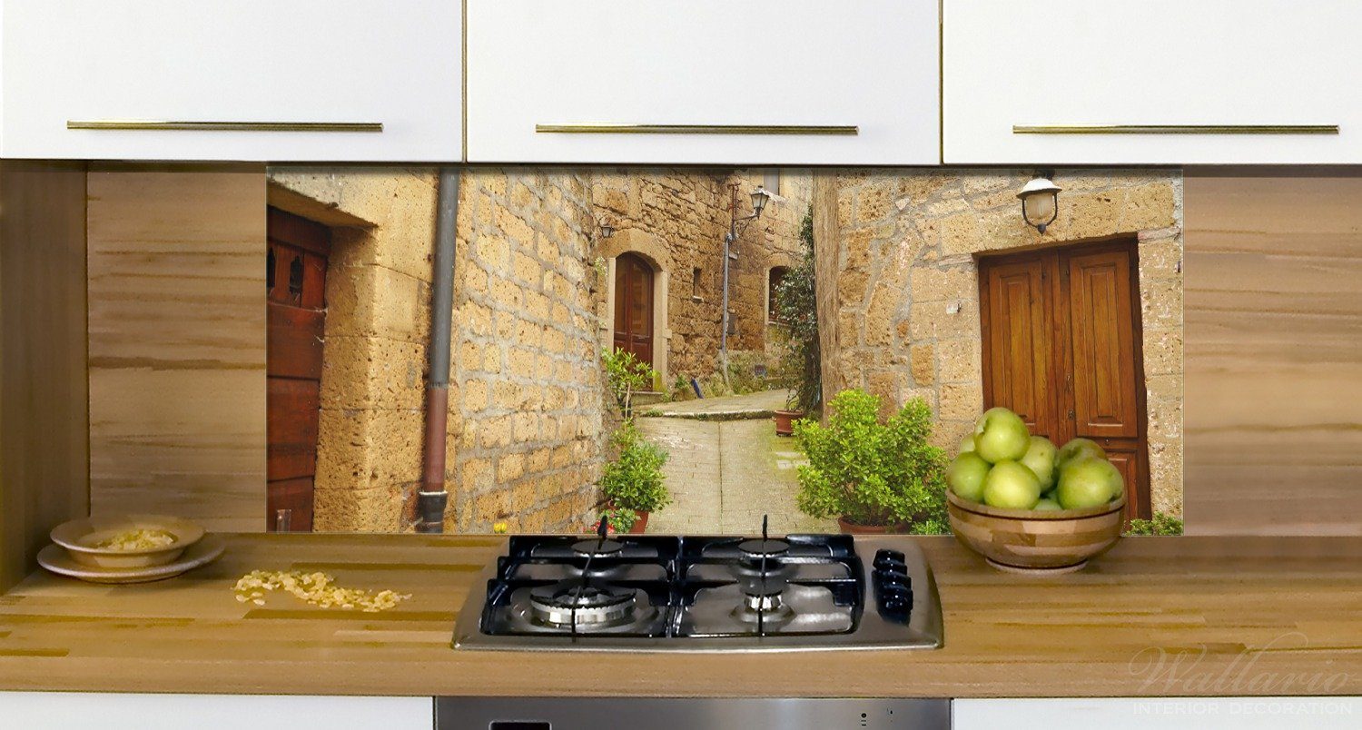 Küchenrückwand durch die Altstadt (1-tlg) Toskana Italien, Wallario Weg - in