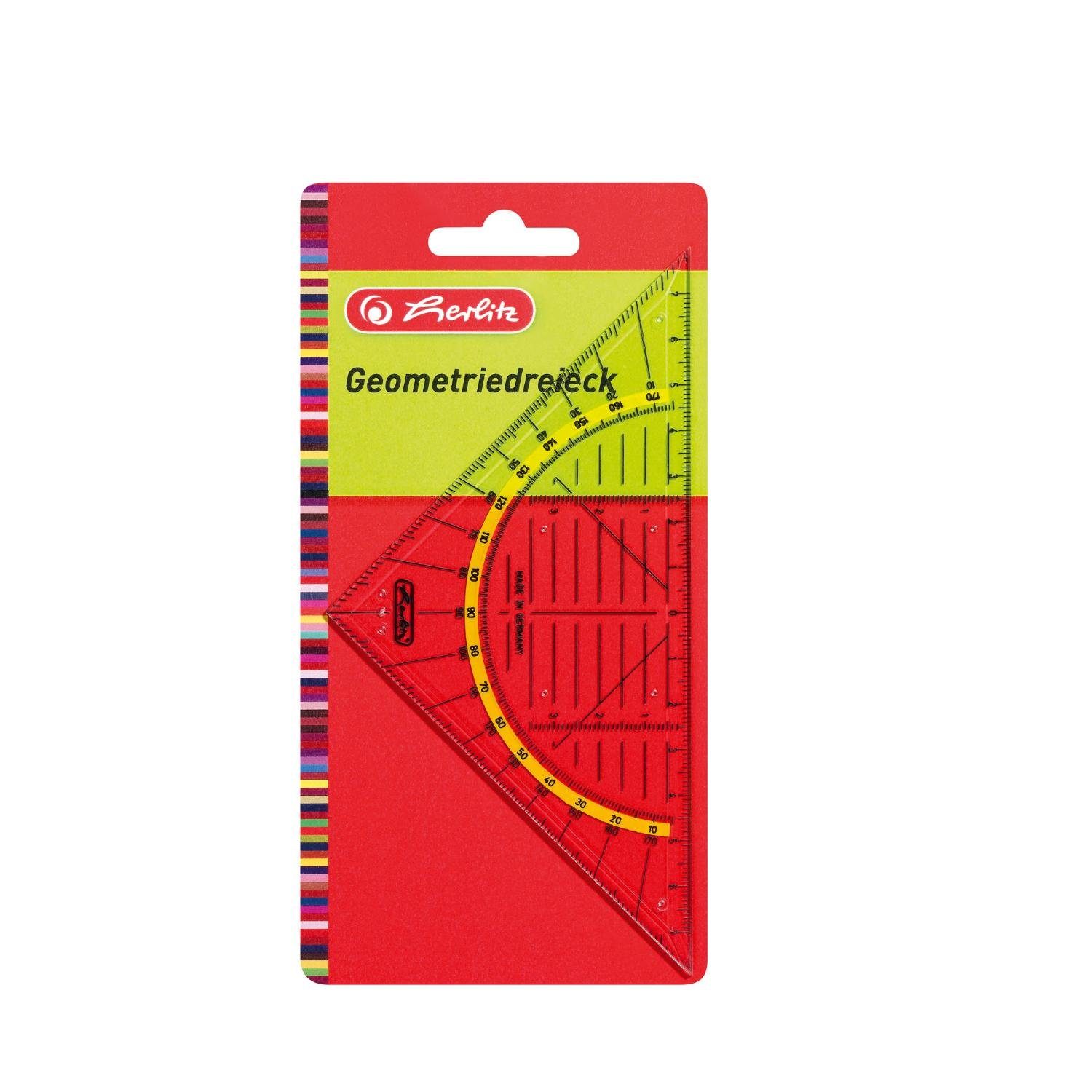 Herlitz Geodreieck herlitz Geodreieck, Hypothenuse: 160 mm, transparent, aus Kunststoff