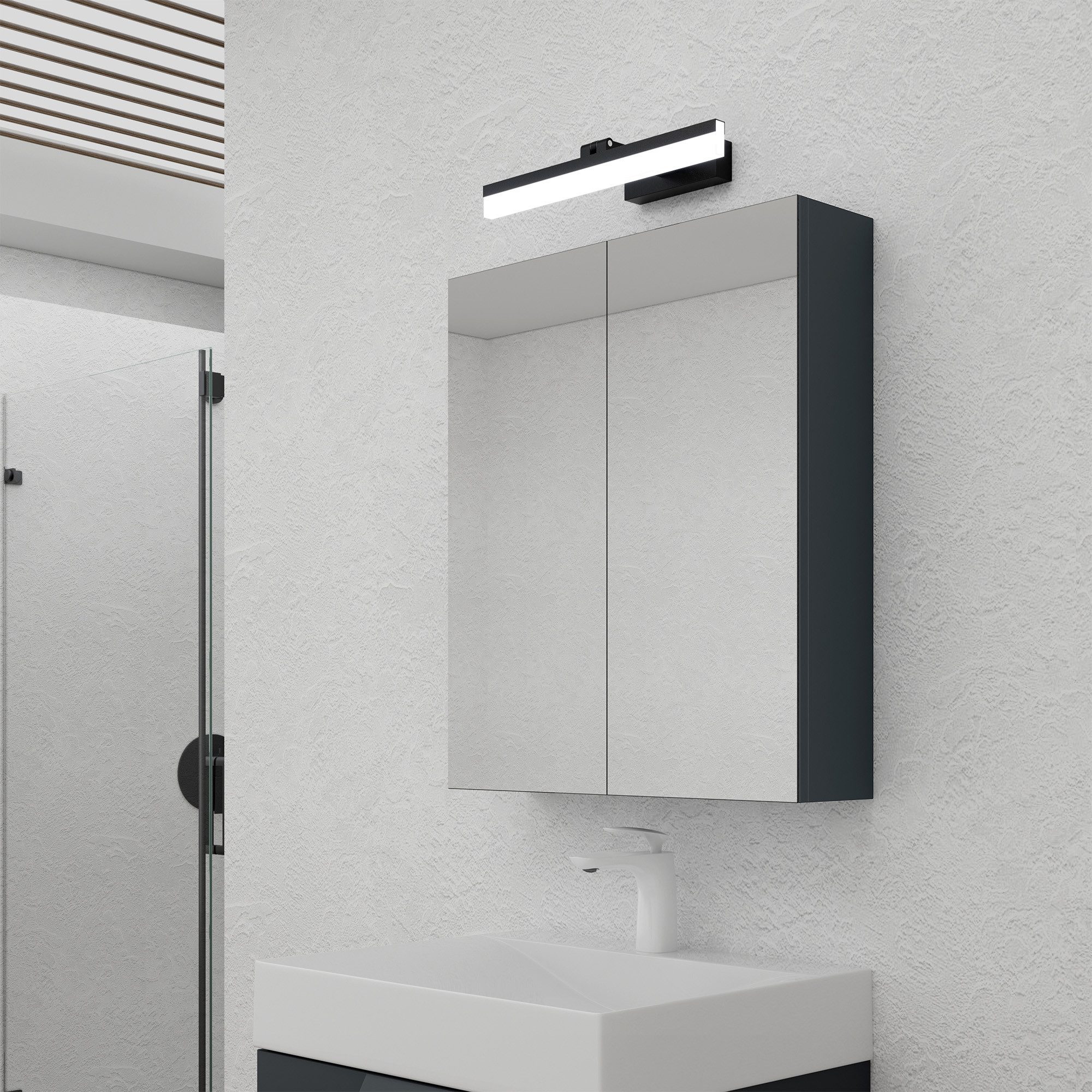 doporro Spiegelschrank Wandschrank mit 180° Drehbare LED Spiegelbeleuchtung Luxaris