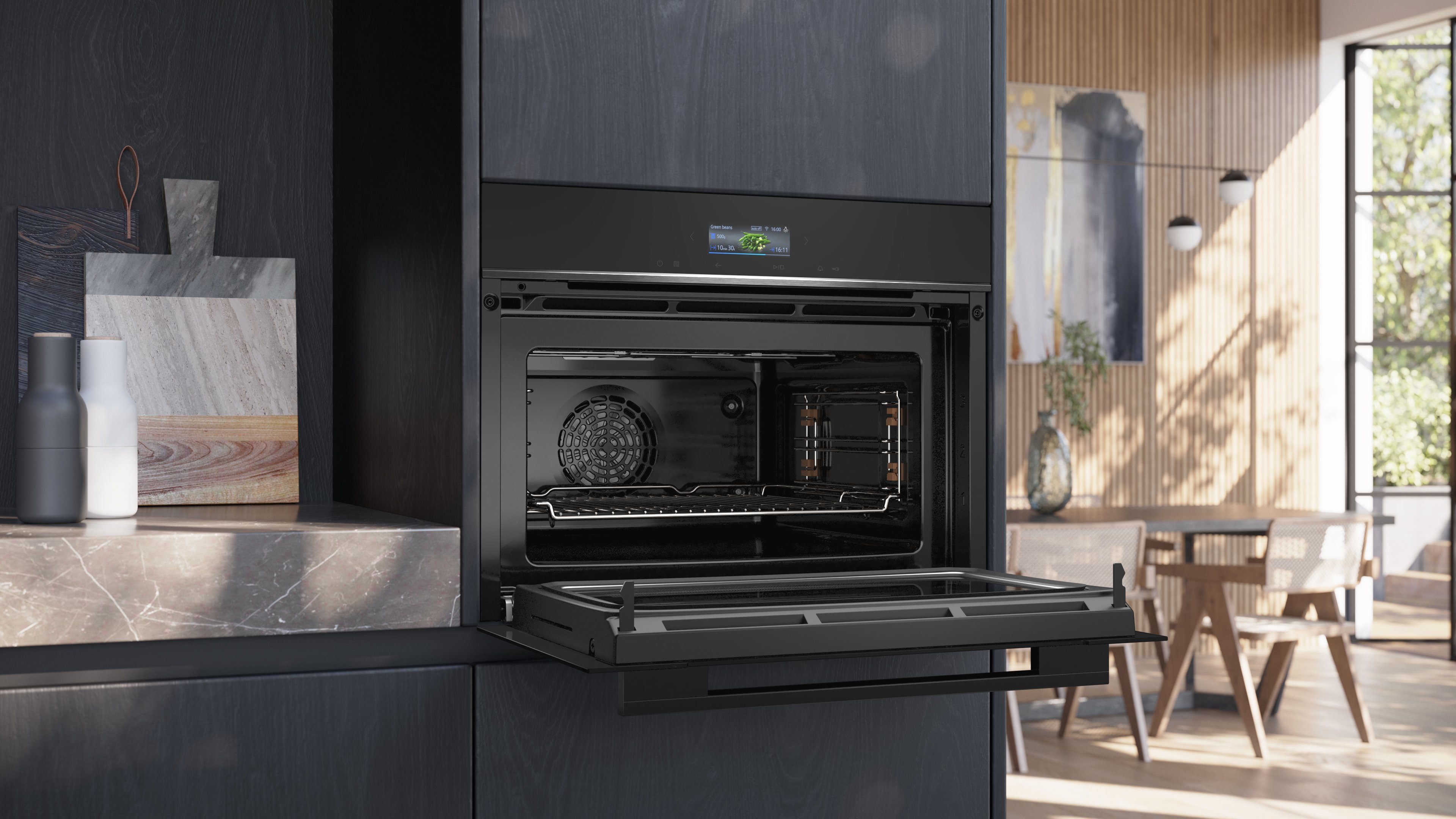 SIEMENS Backofen mit Mikrowelle iQ700 CM724G1B1, Hydrolyse, Intuitive Bedienung dank Touch-Navigation & Kochassistent – Bild 5 von 5