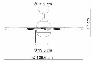 bmf-versand Deckenventilator Deckenventilator Licht 106 cm Deckenlampe Zugschalter 0318LED