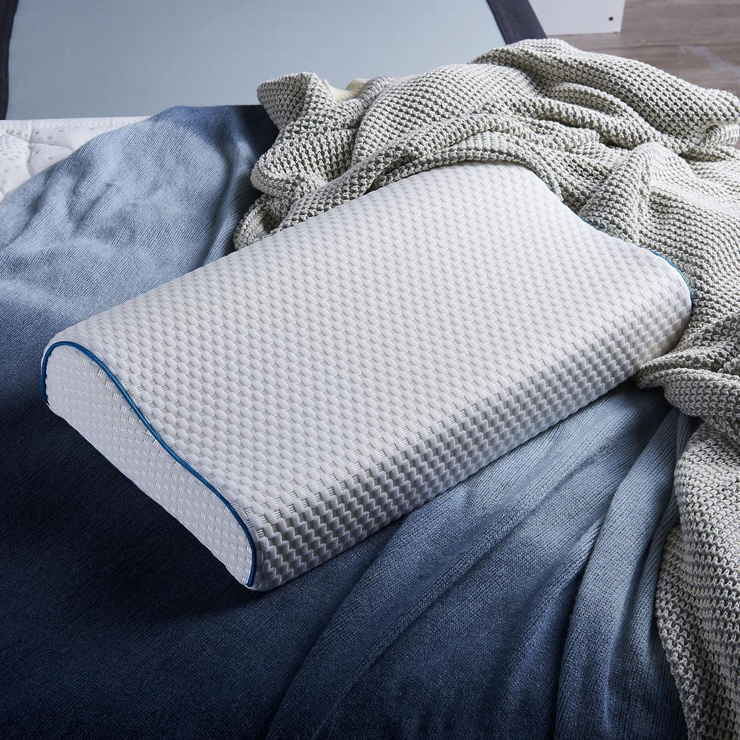 Z-Hom Kopfkissen Nackenstützkissen Memory Foam 30 x 49 x 7/10 cm ergonomisch