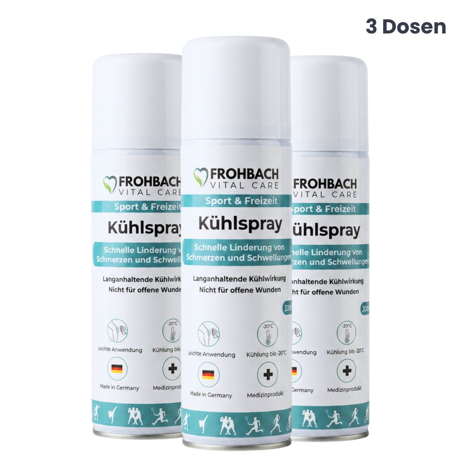 Frohbach Kühlpad Frohbach - Kühlspray zur schnellen Linderung von Schmerzen, 3-tlg.