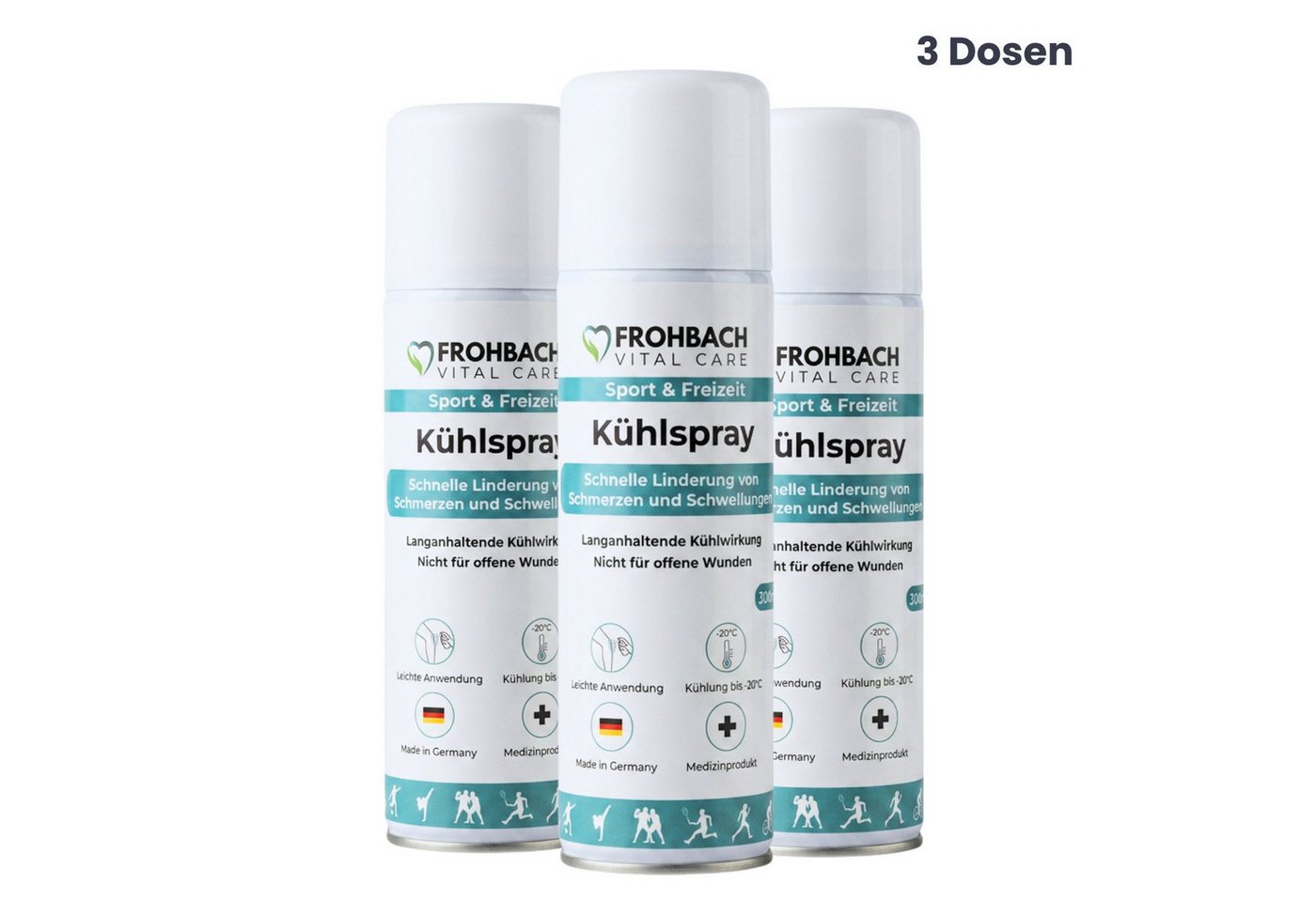Frohbach Kühlpad Frohbach - Kühlspray zur schnellen Linderung von Schmerzen, 3-tlg.