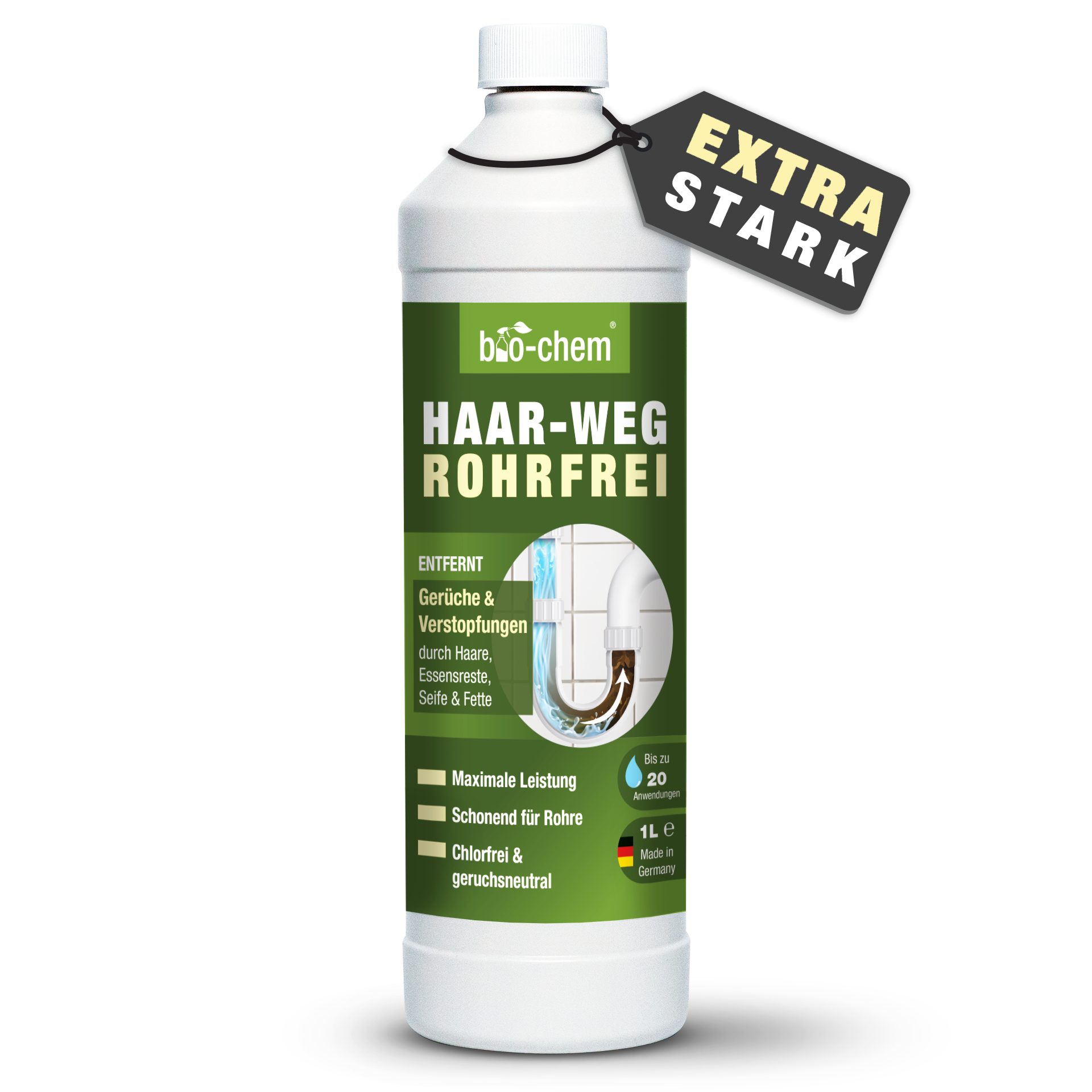 Abflussreiniger EXTRA STARK 1 L - Profi Rohrreiniger - Geruchsneutral Rohrreiniger